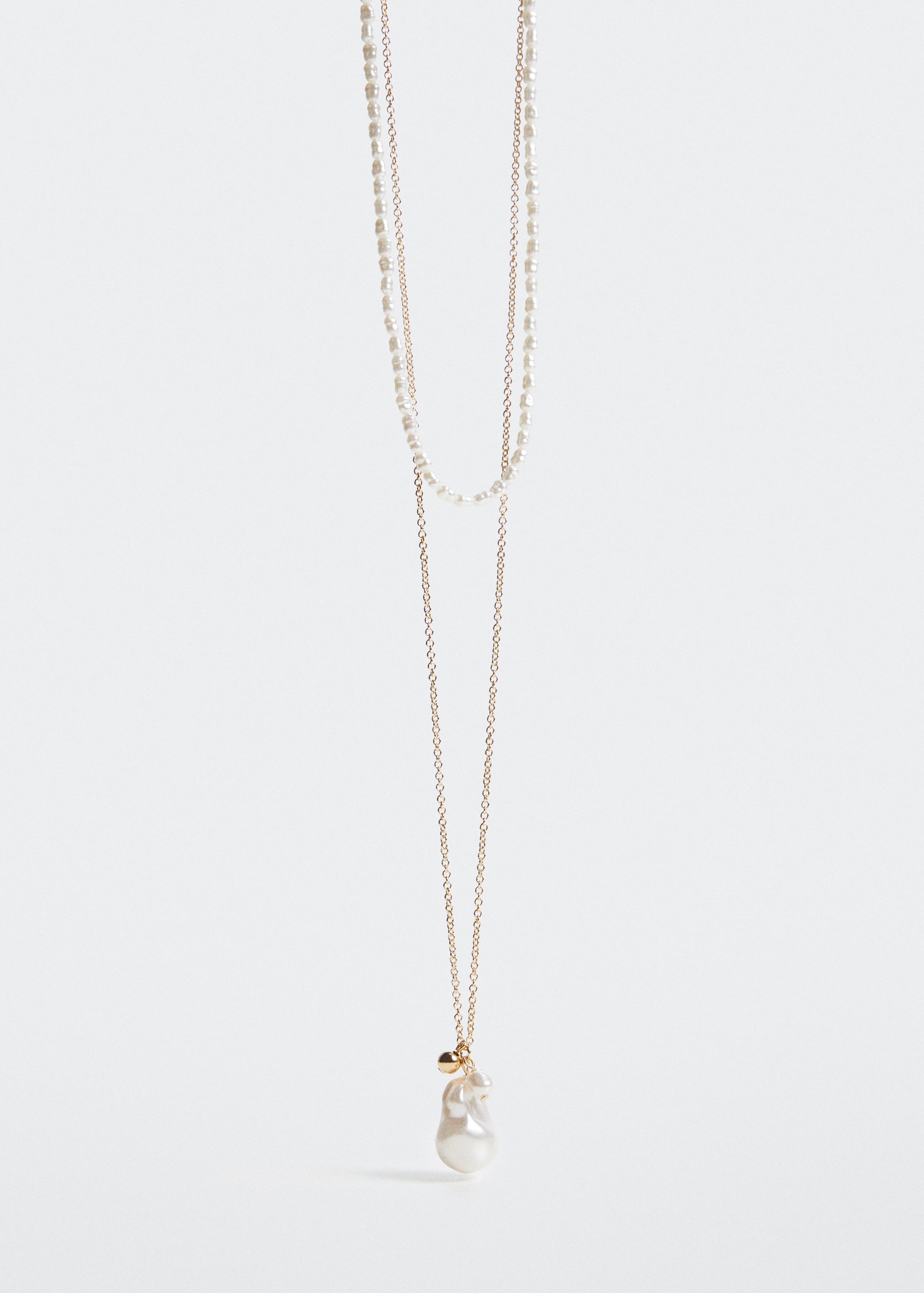 Double pearl chain necklace - Medium plane