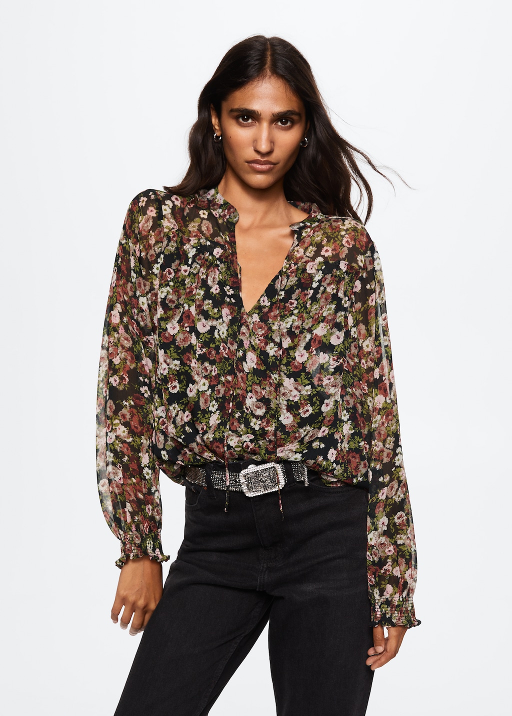 Floral print blouse - Woman <b>MANGO</b> <b>OUTLET</b> Hungary.