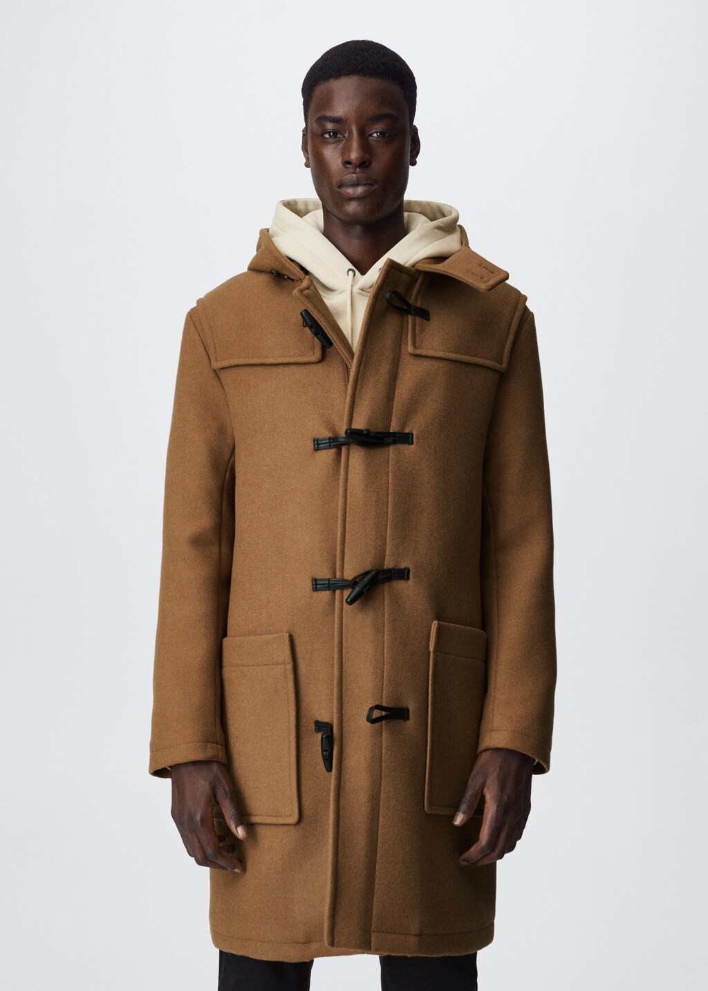 Recycled wool coat with hood Men MANGO OUTLET USA