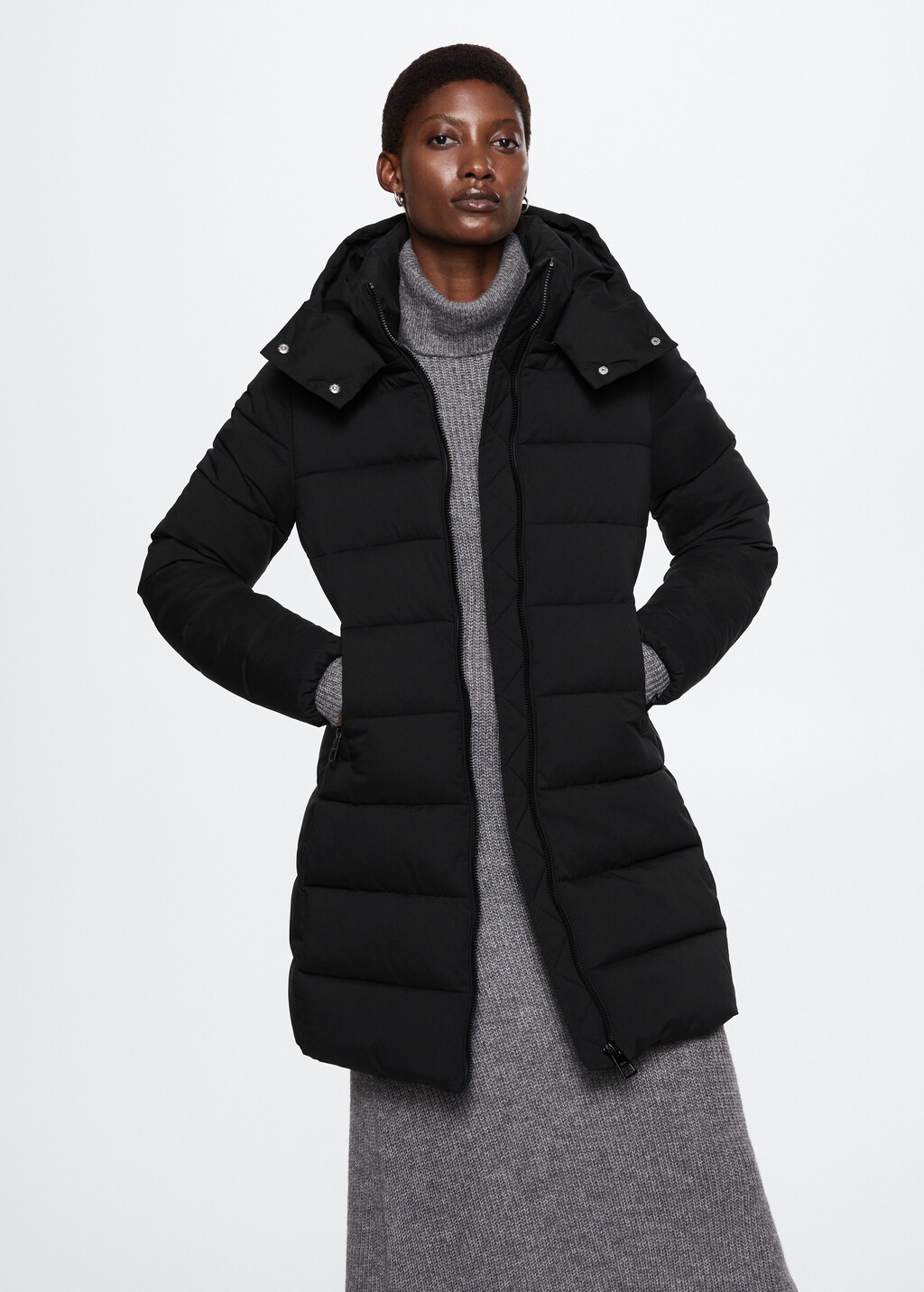 Hood quilted coat - Medium plane