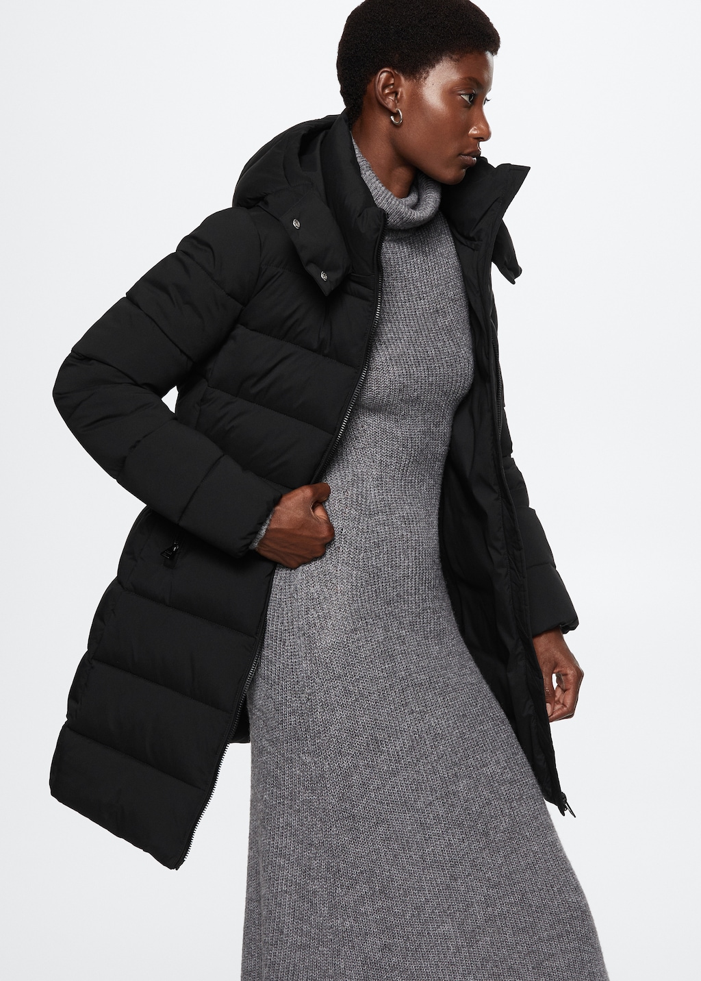 Hood quilted coat - Details of the article 2