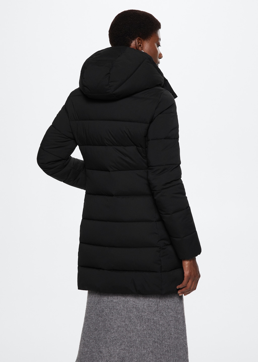 Hood quilted coat - Reverse of the article