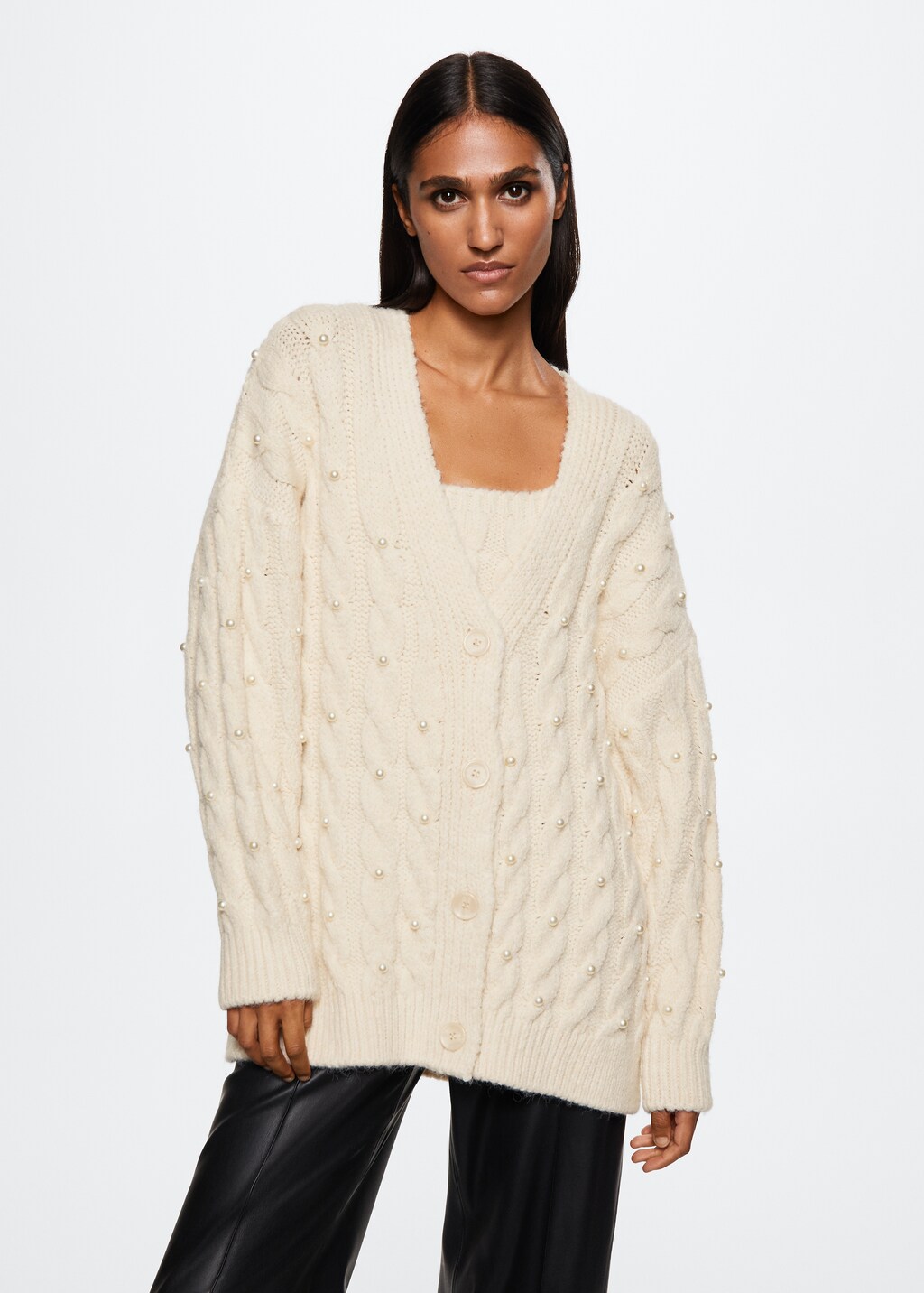 Knitted cardigan with pearls - Medium plane