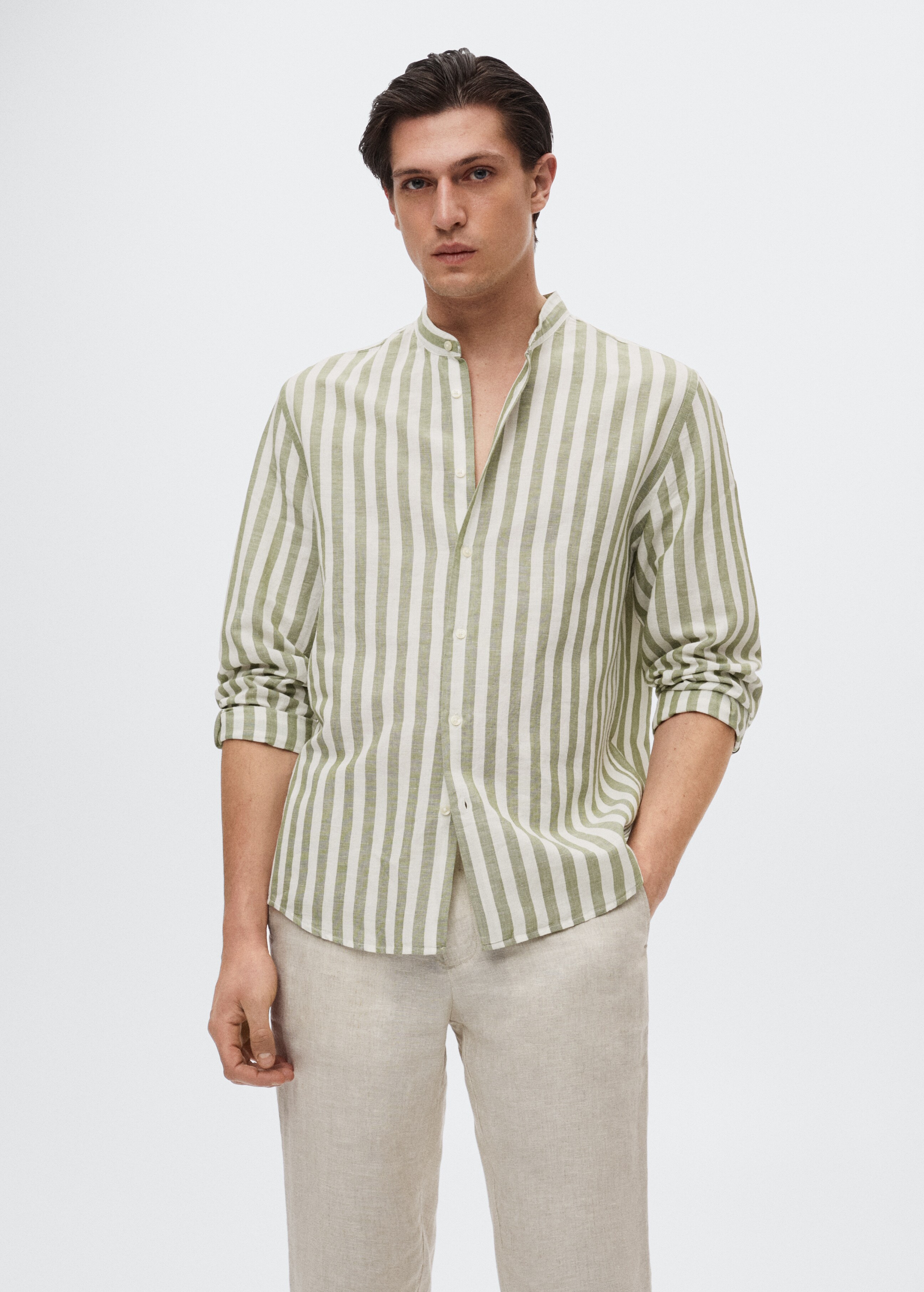 Regular-fit striped linen shirt - Medium plane
