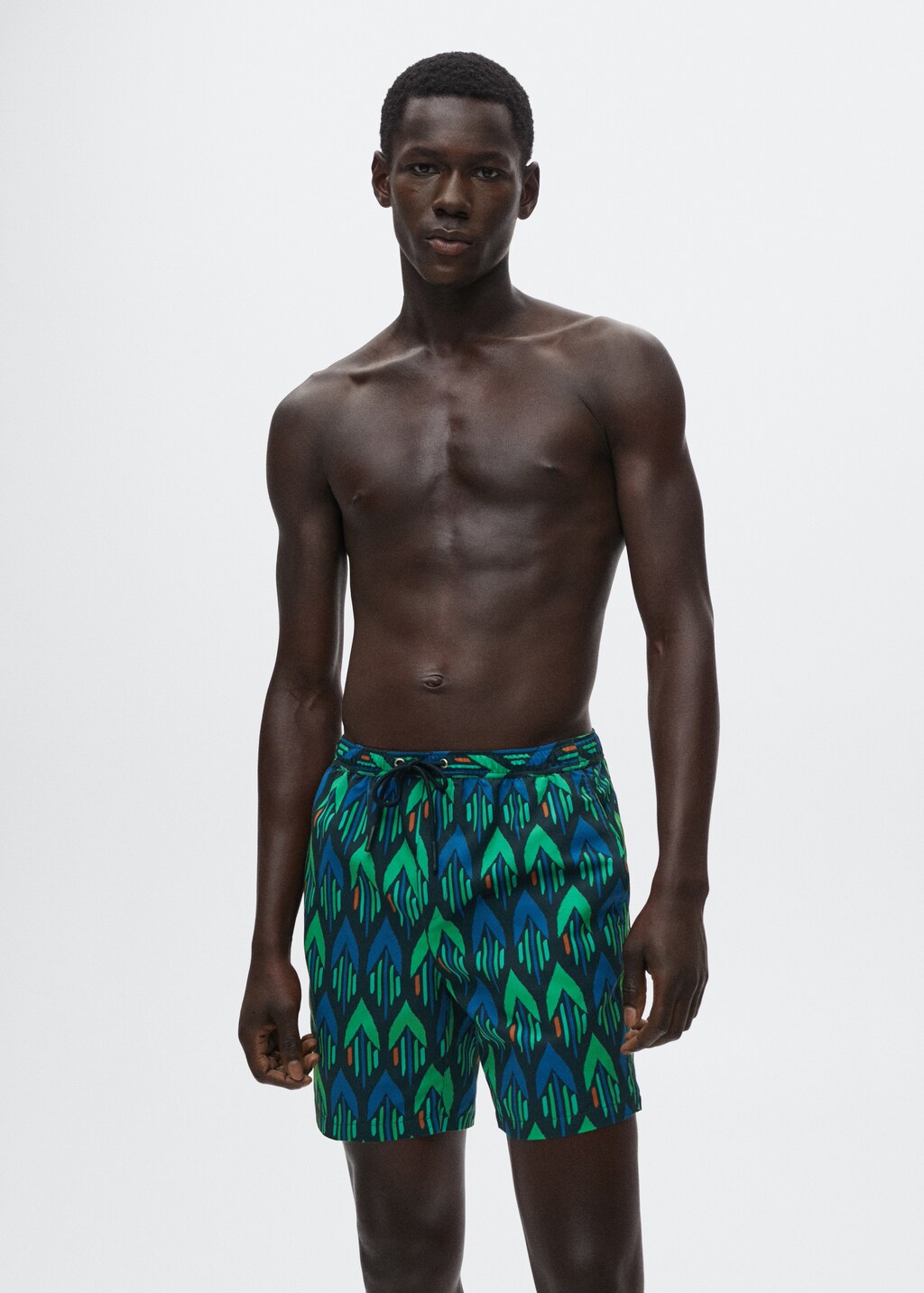 Hawaiian print swimming trunks - Medium plane