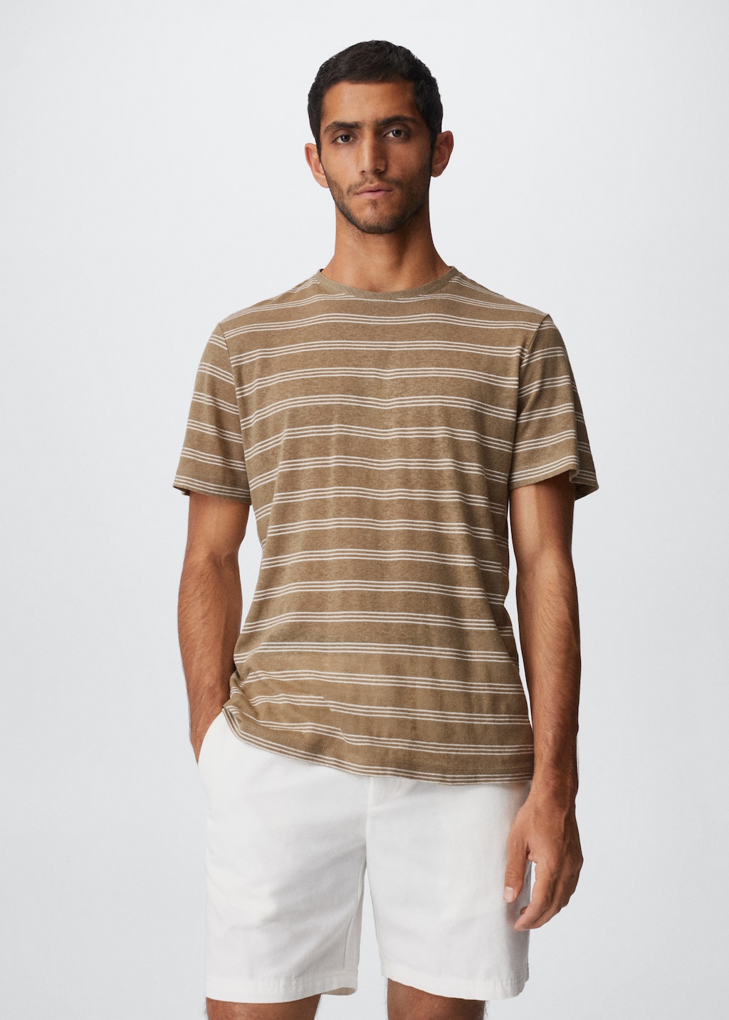 Striped linen T-shirt - Medium plane