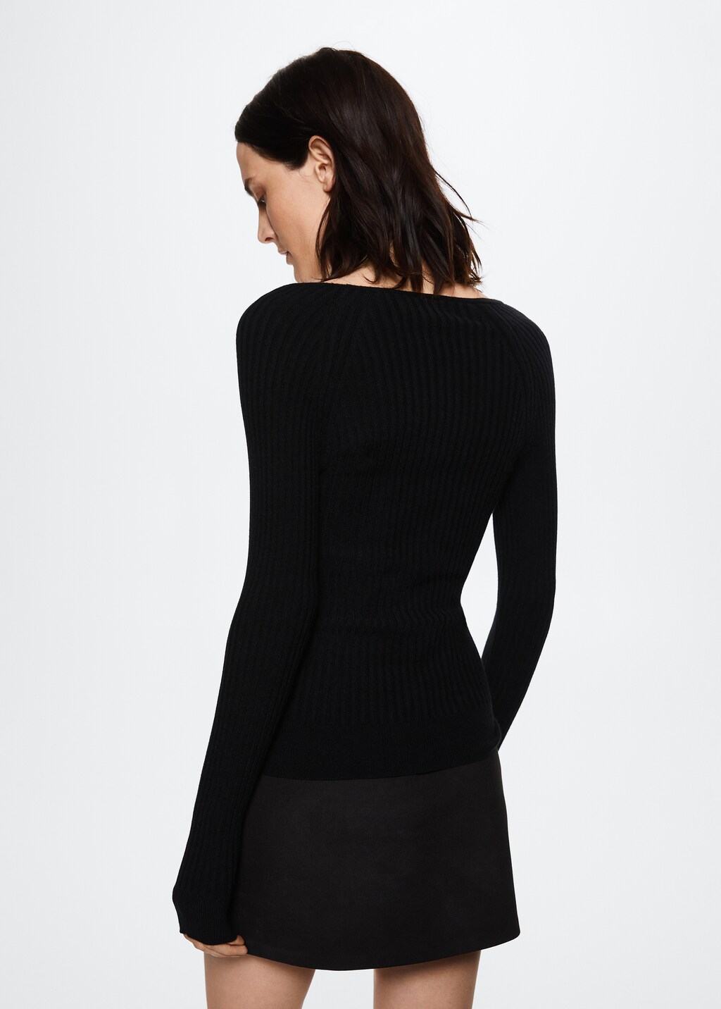 V-neck ribbed knit sweater - Reverse of the article