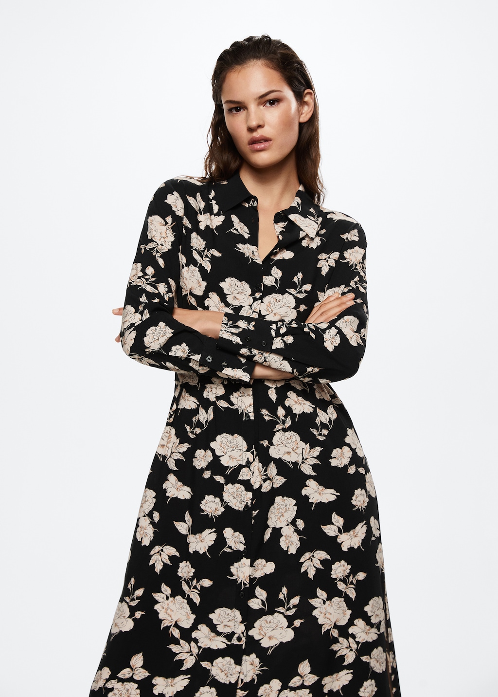 Printed shirt dress - Women | MANGO OUTLET Finland