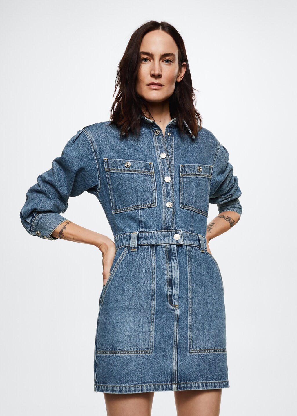 Pocket denim dress - Medium plane