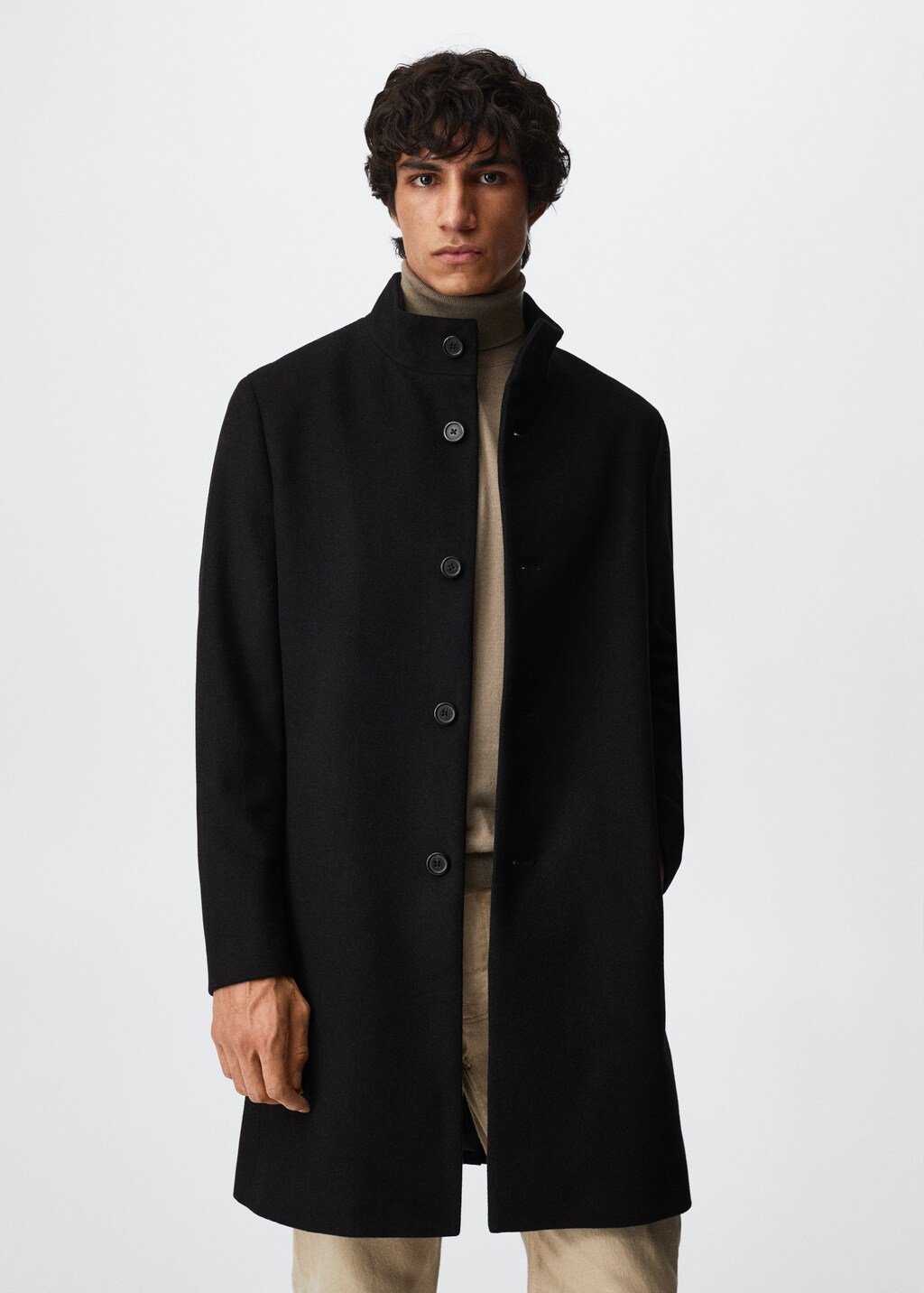 Wool funnel neck coat - Medium plane