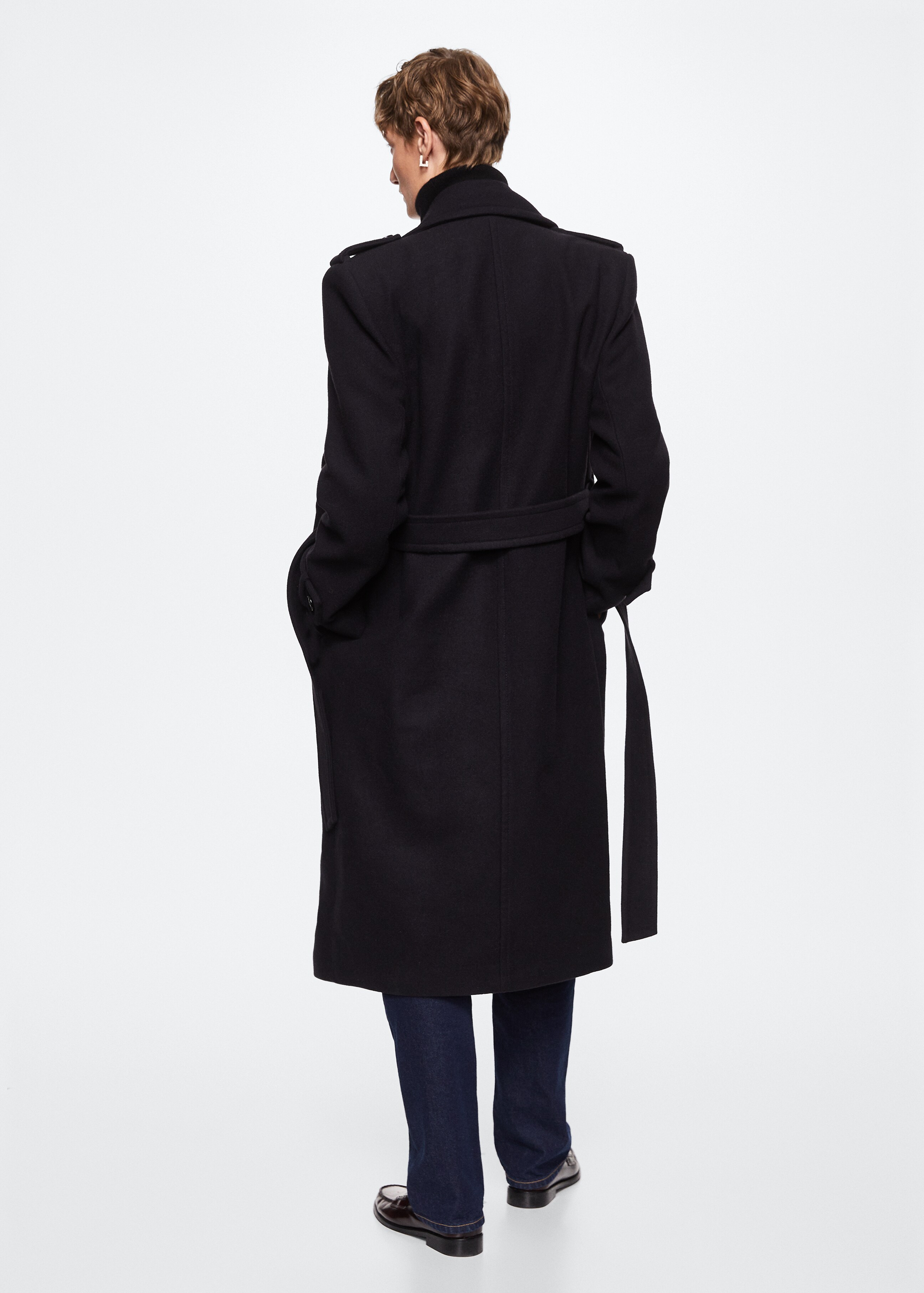 Oversized virgin wool trench coat - Reverse of the article