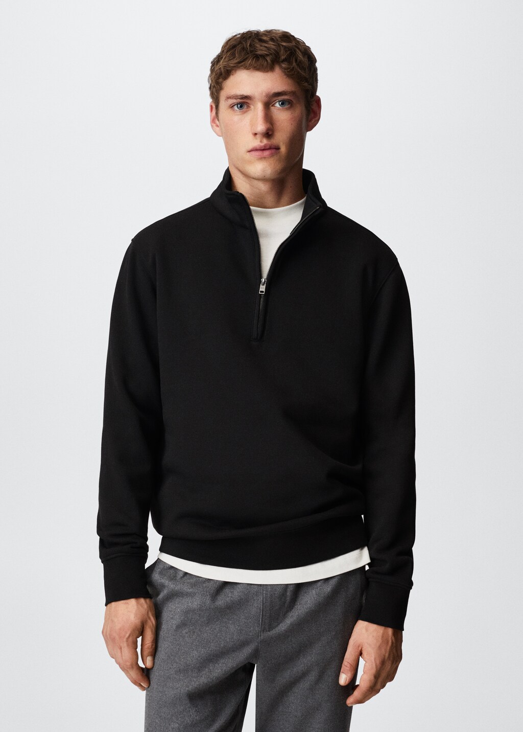 Cotton sweatshirt with zip neck - Medium plane