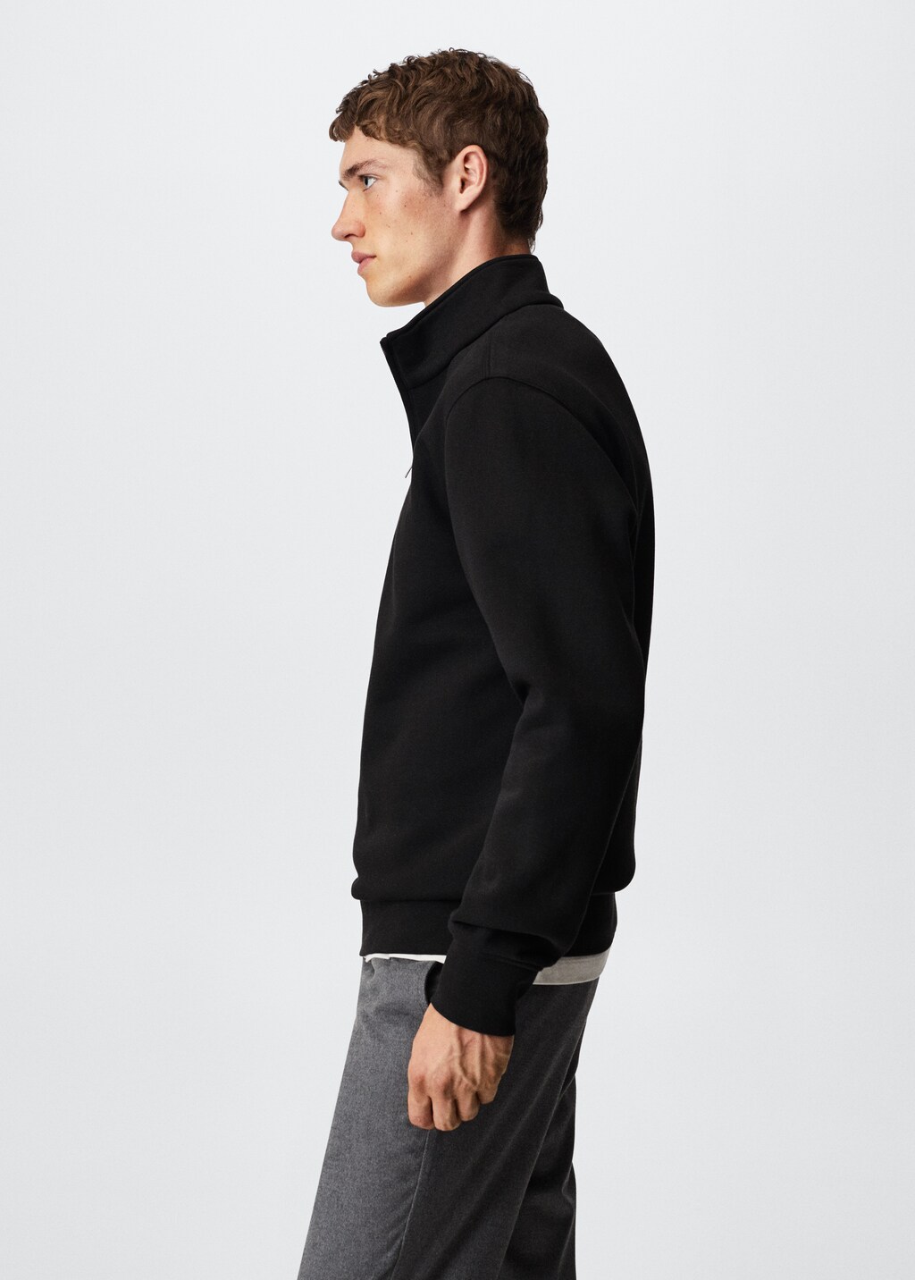 Cotton sweatshirt with zip neck - Details of the article 2