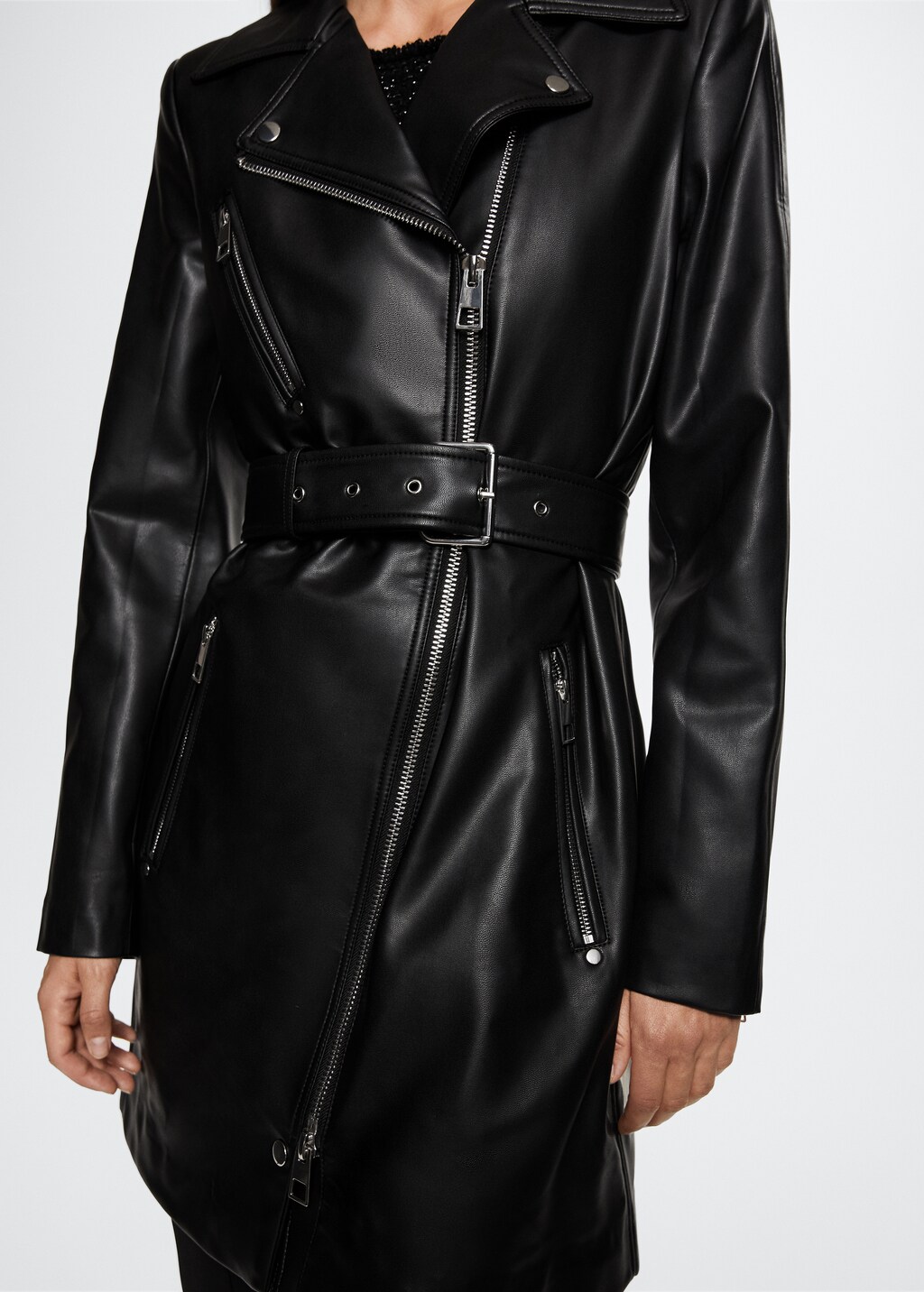 Leather-effect trench coat with zipper - Details of the article 6