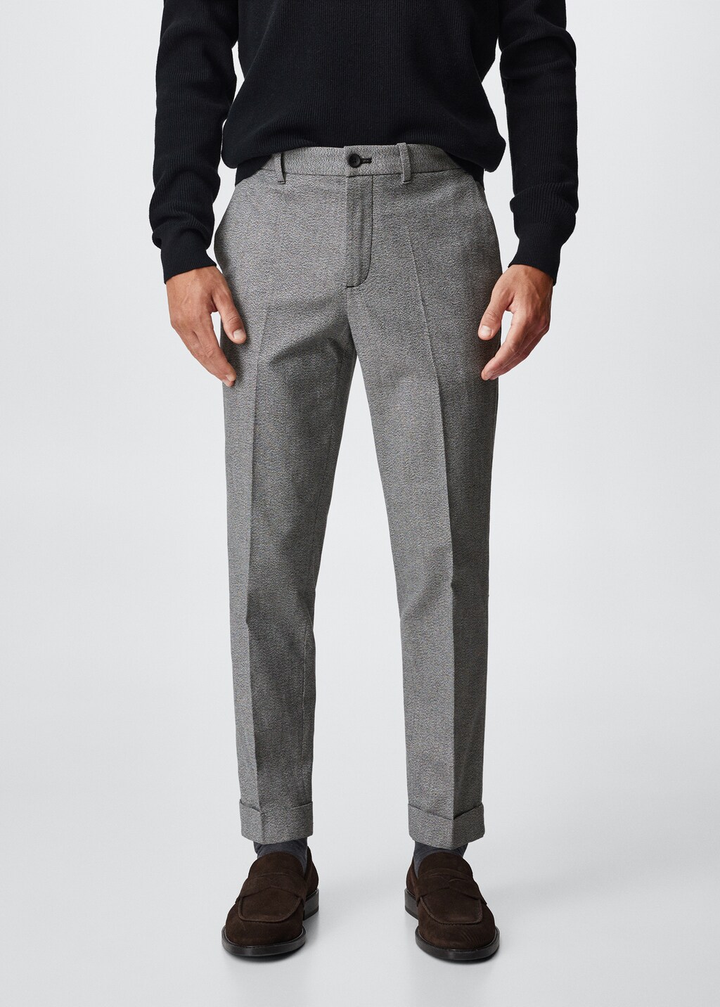 Structured regular-fit trousers - Medium plane