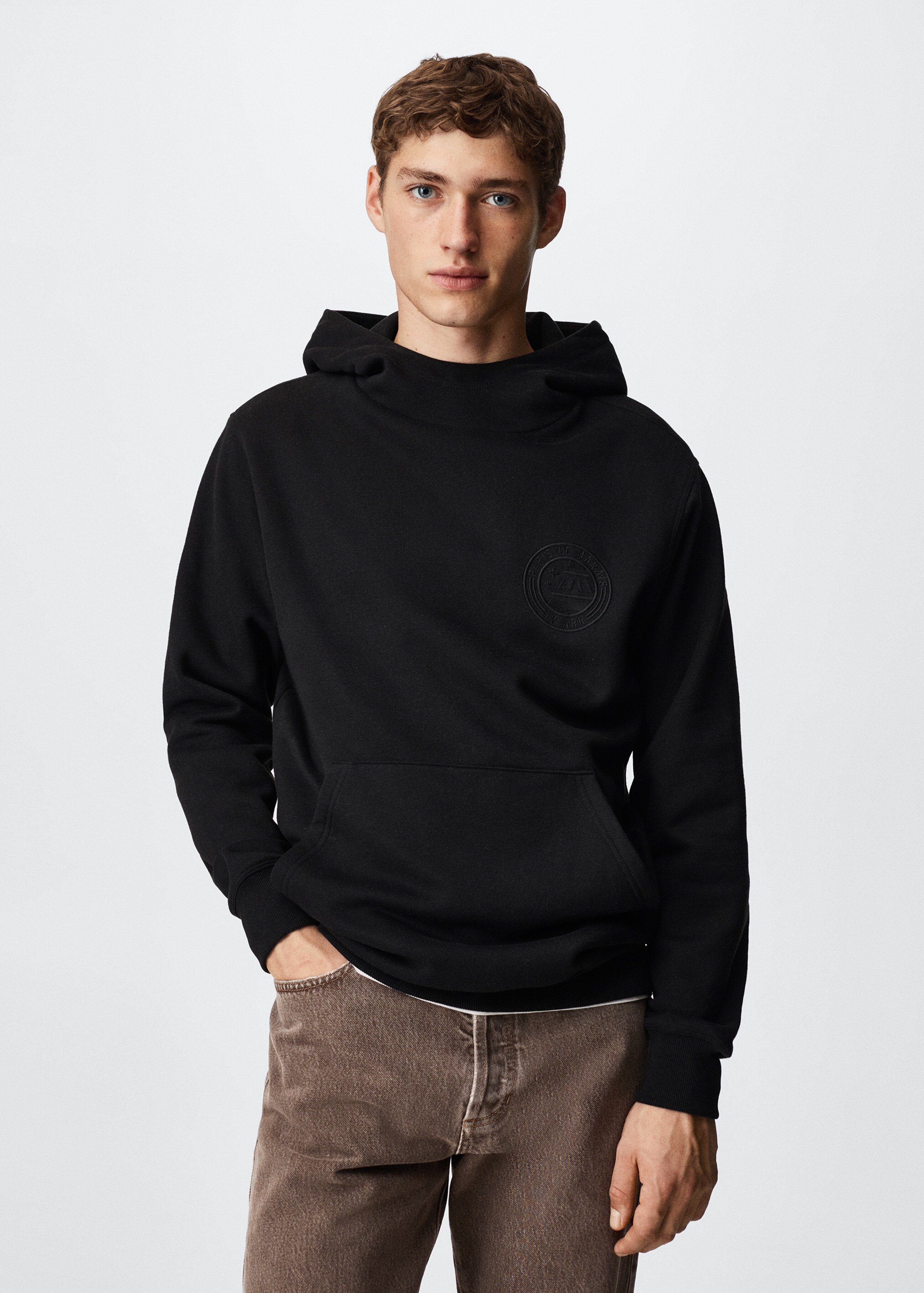 Hímzett pamut sweatshirt - Felezősík