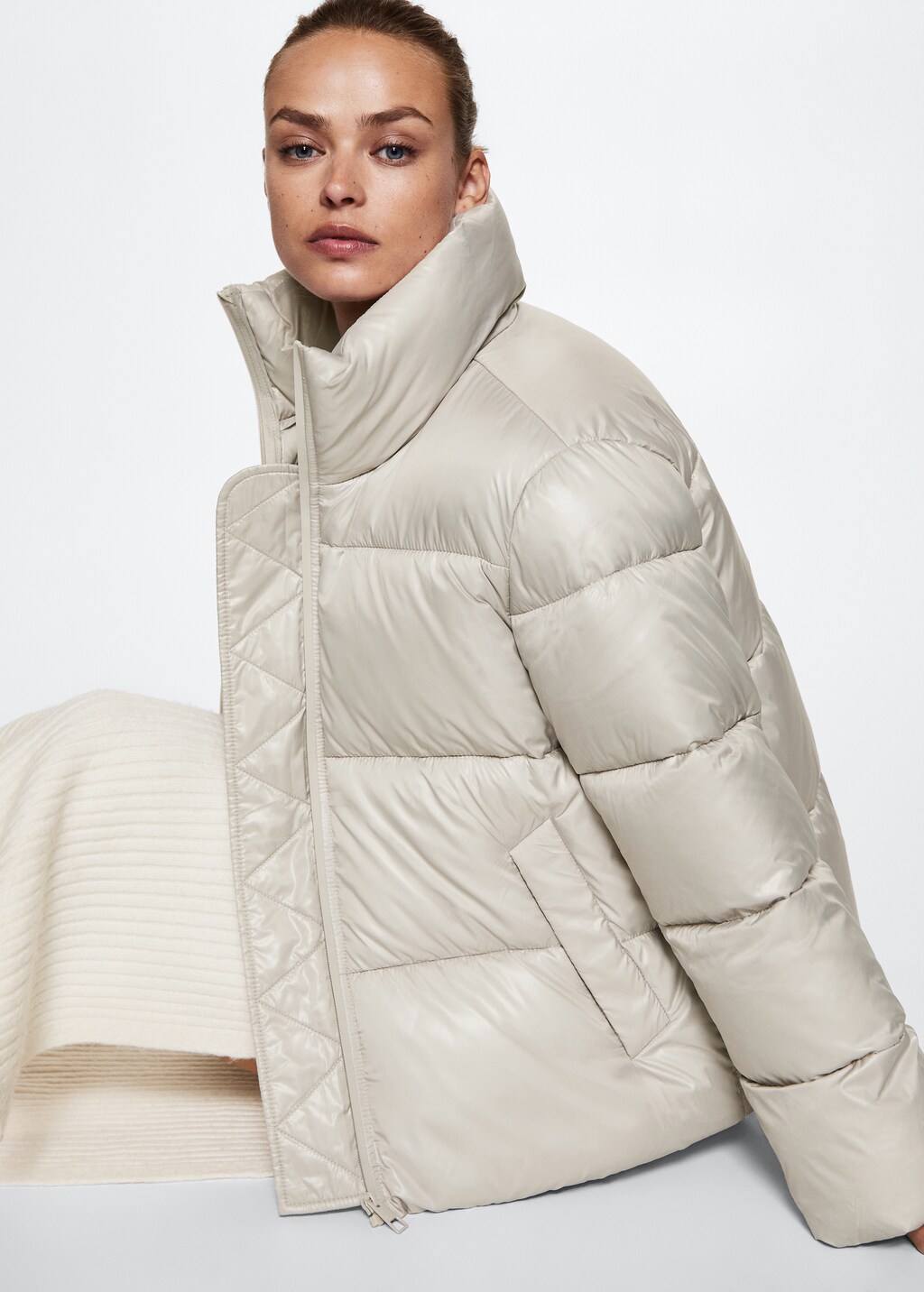 Long collar quilted coat - Details of the article 2