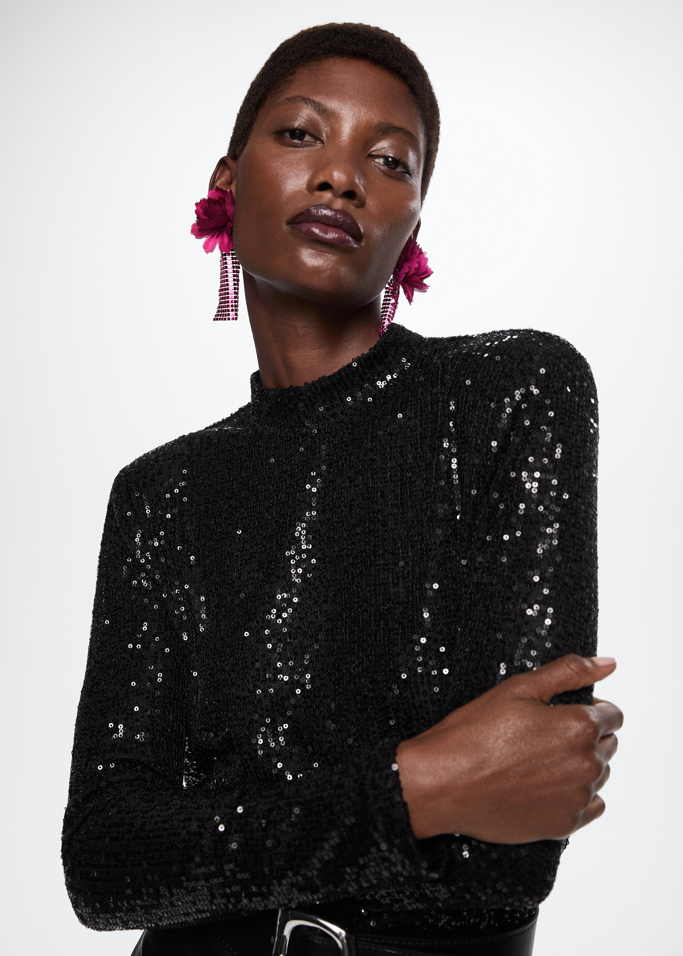 Sequined turtleneck t-shirt  - Details of the article 1