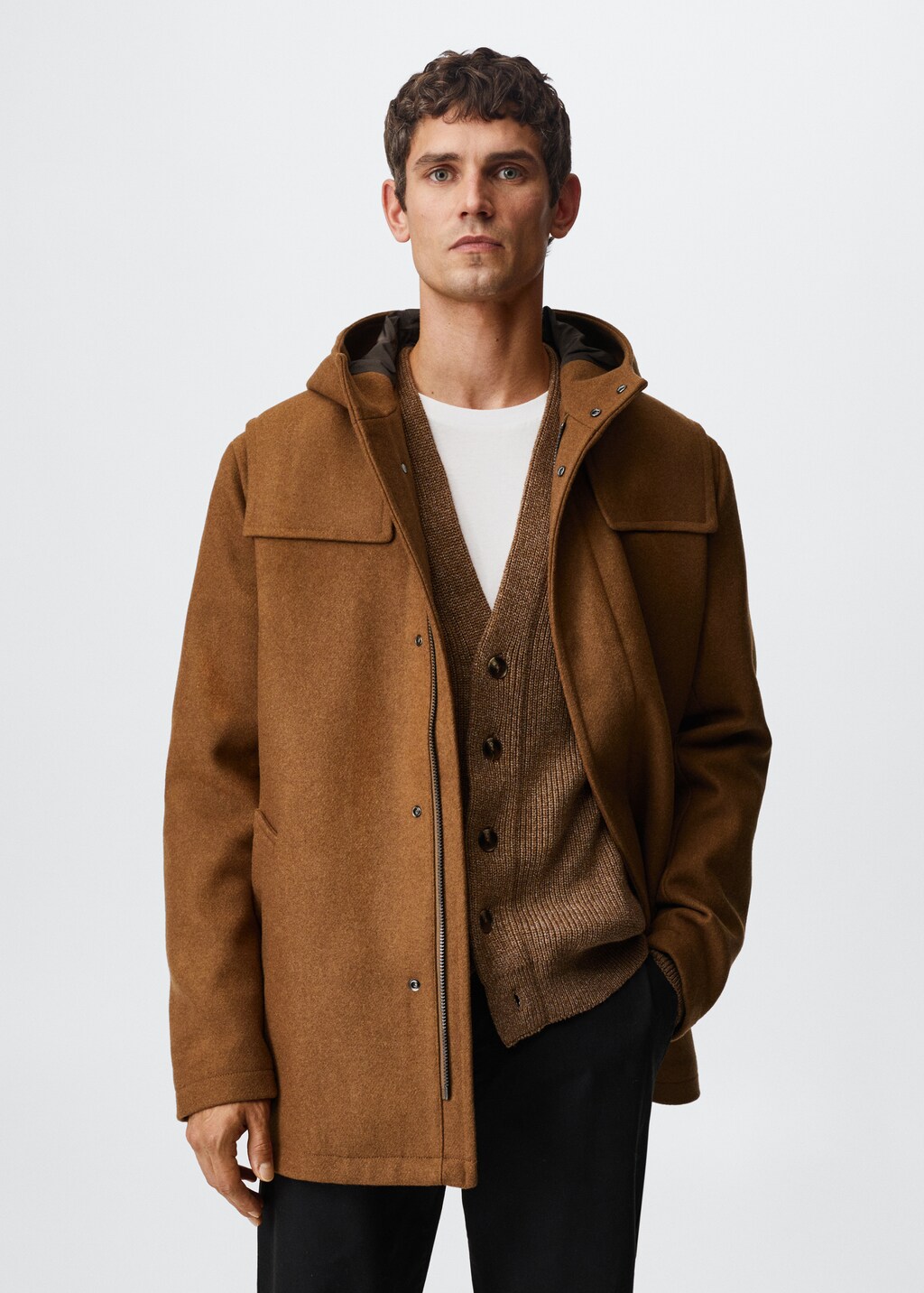 Hooded wool coat - Medium plane