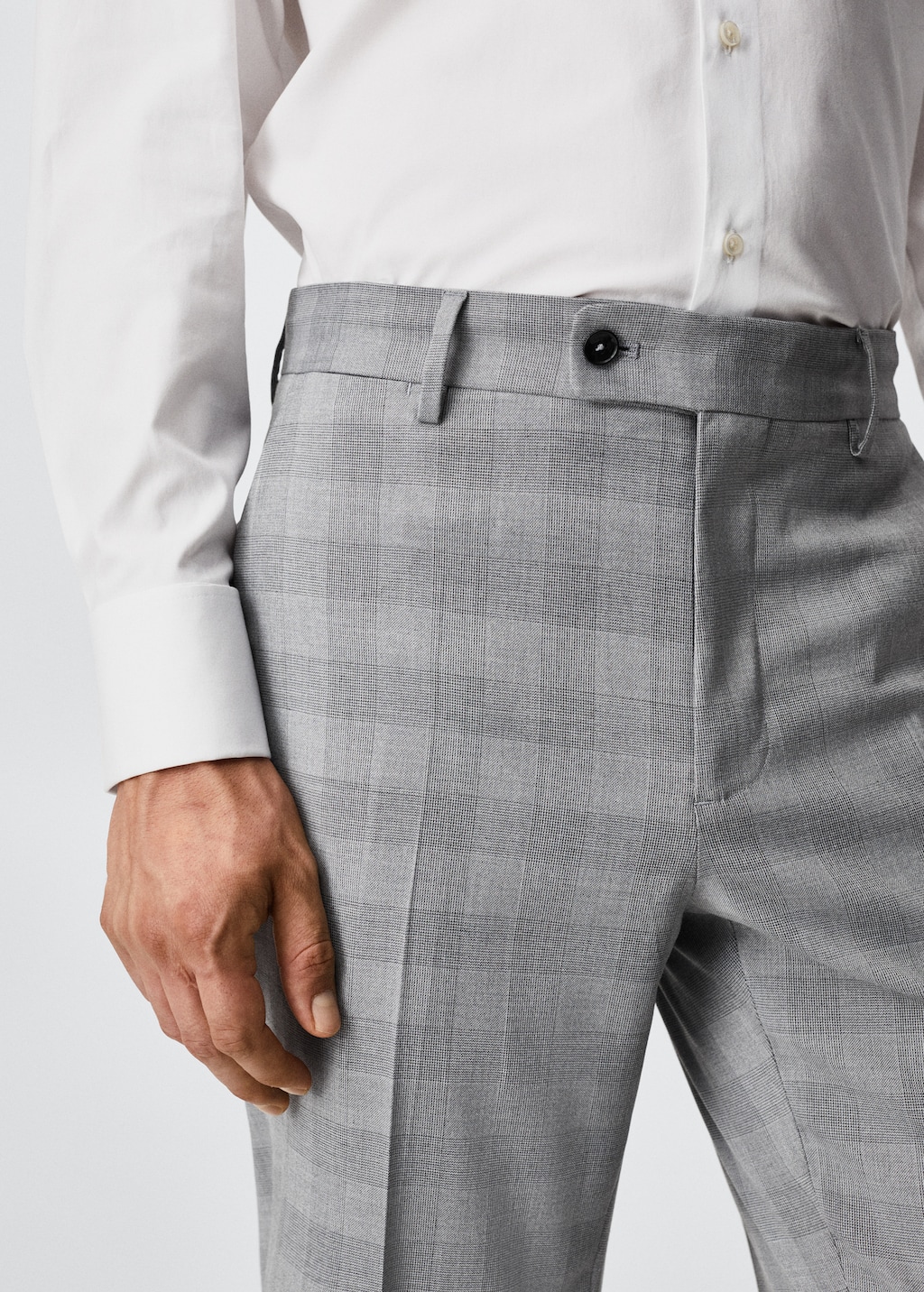 Slim fit check suit trousers - Details of the article 1