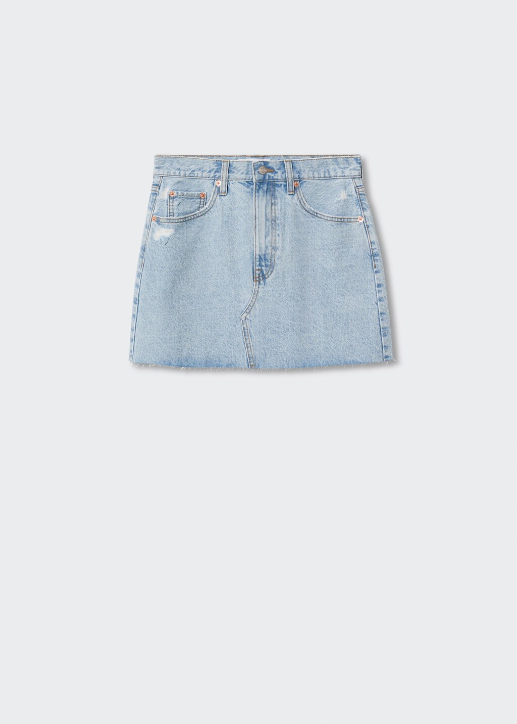 Denim miniskirt with frayed hem - Article without model