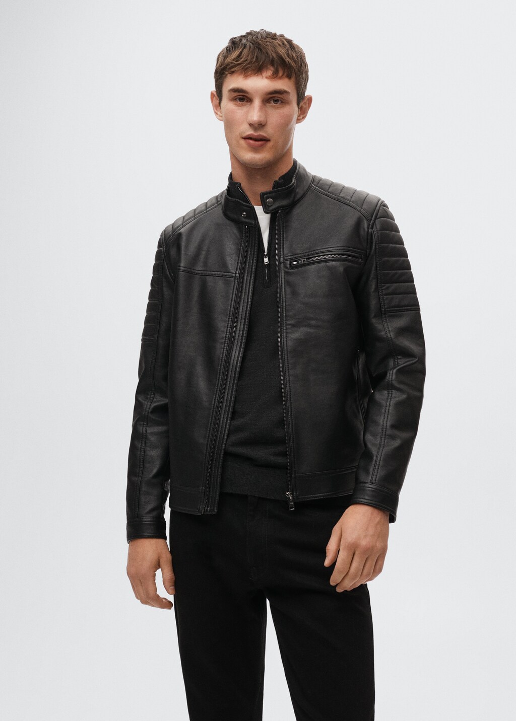 Faux-leather biker jacket - Medium plane