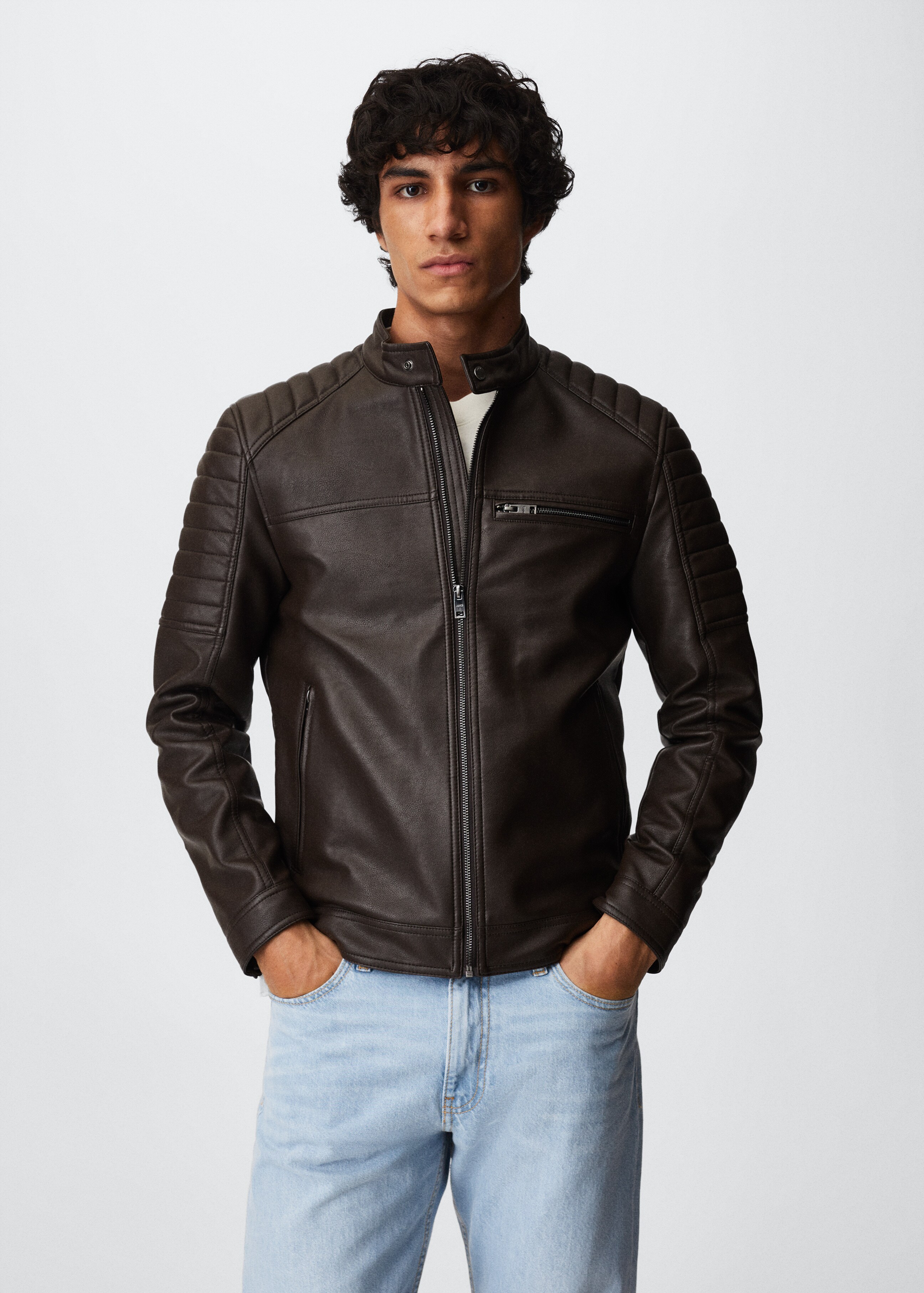 Faux-leather biker jacket - Medium plane