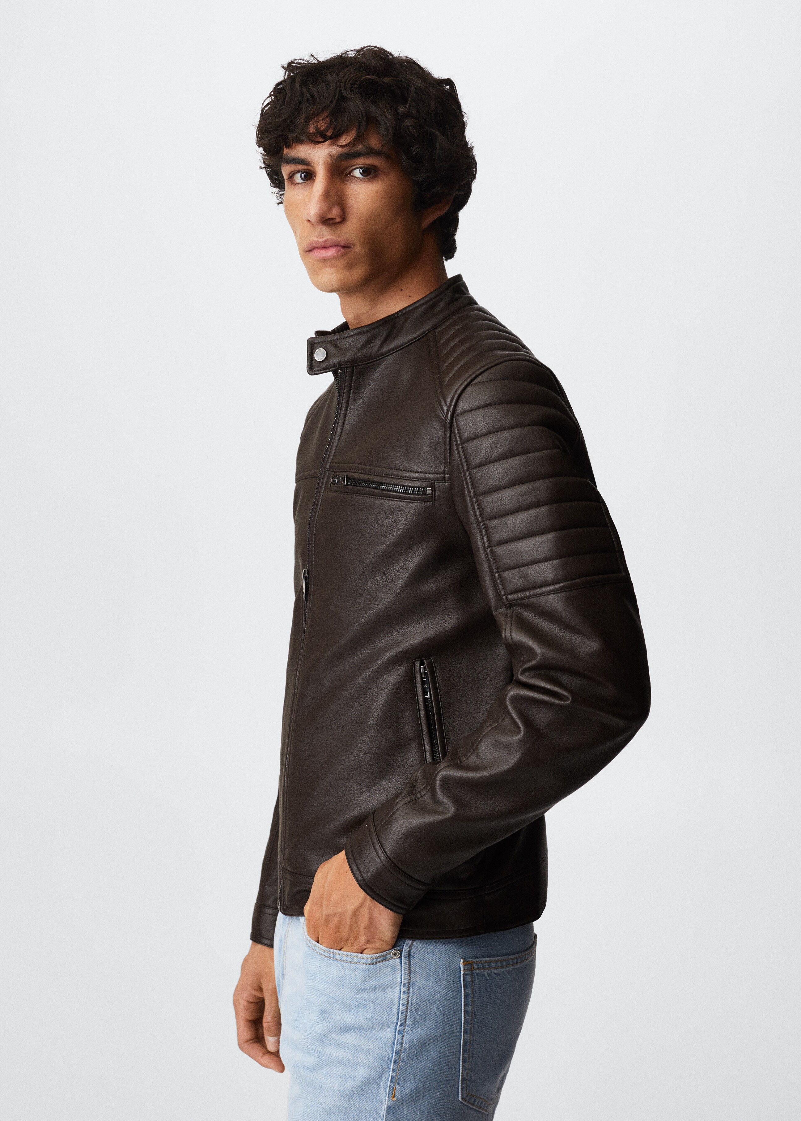 Faux-leather biker jacket - Details of the article 2