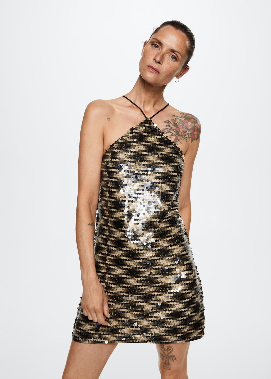 Semi-transparent short sequin dress - Medium plane