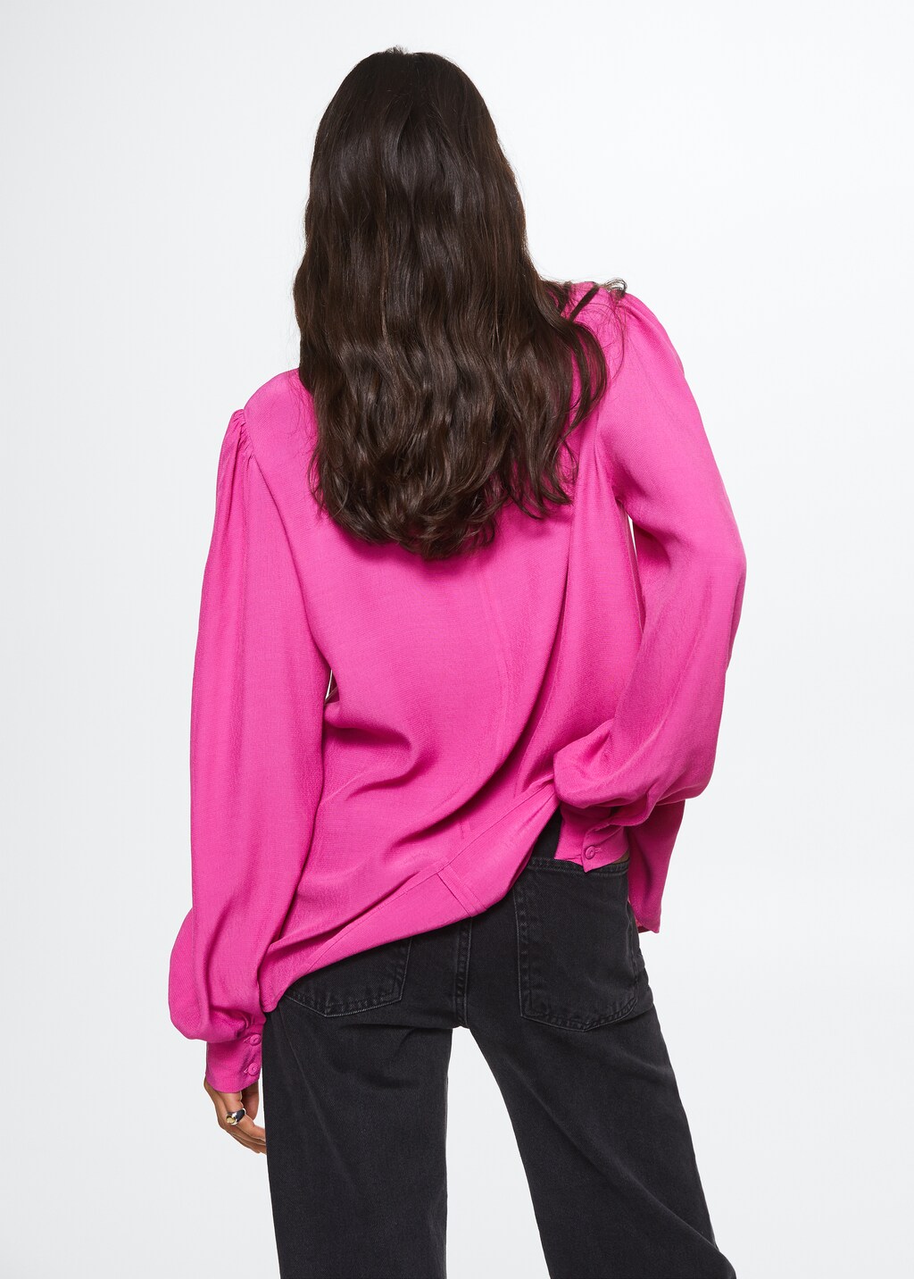 Puffed sleeves flowy blouse - Reverse of the article