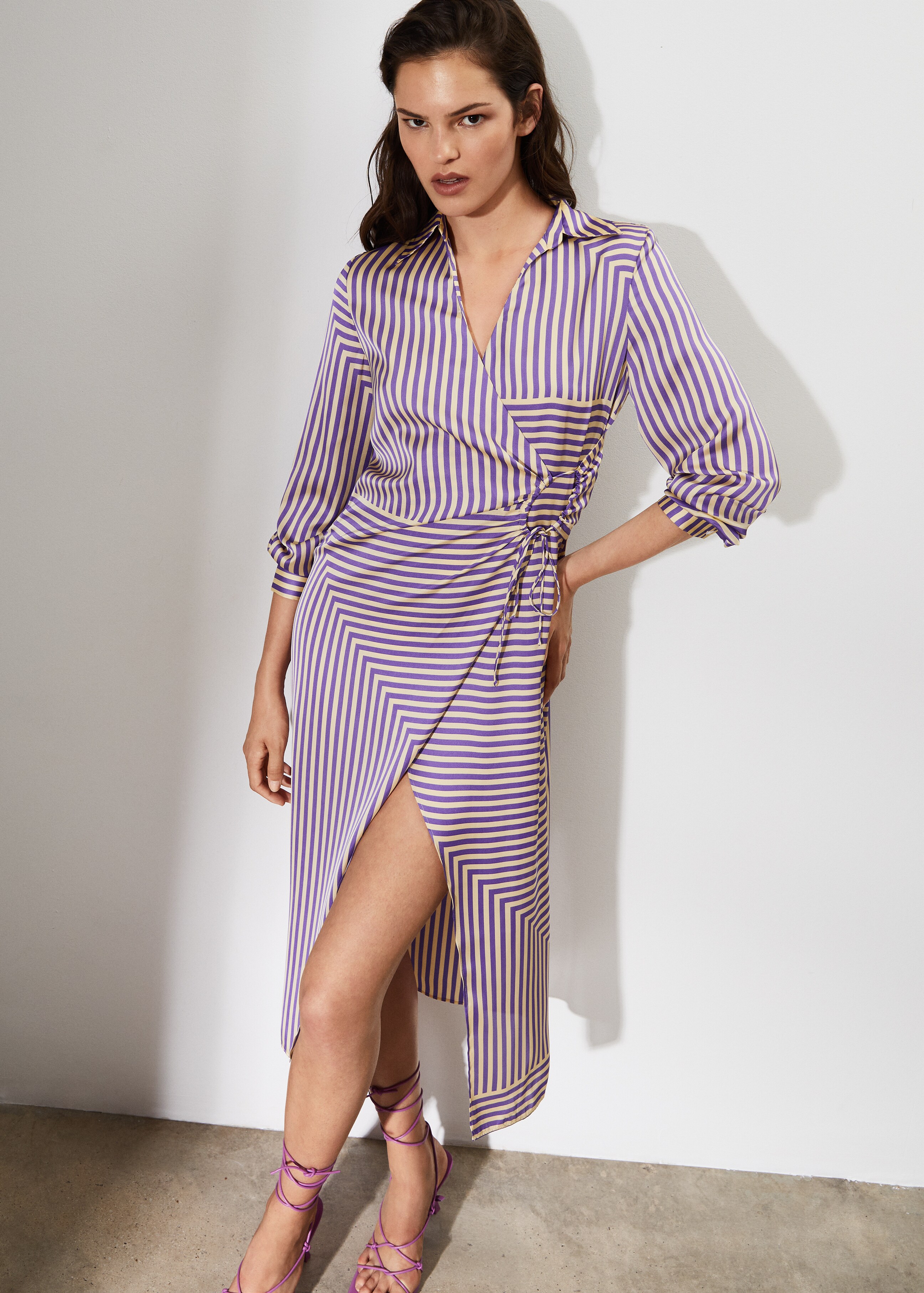 Striped satin dress - Details of the article 1