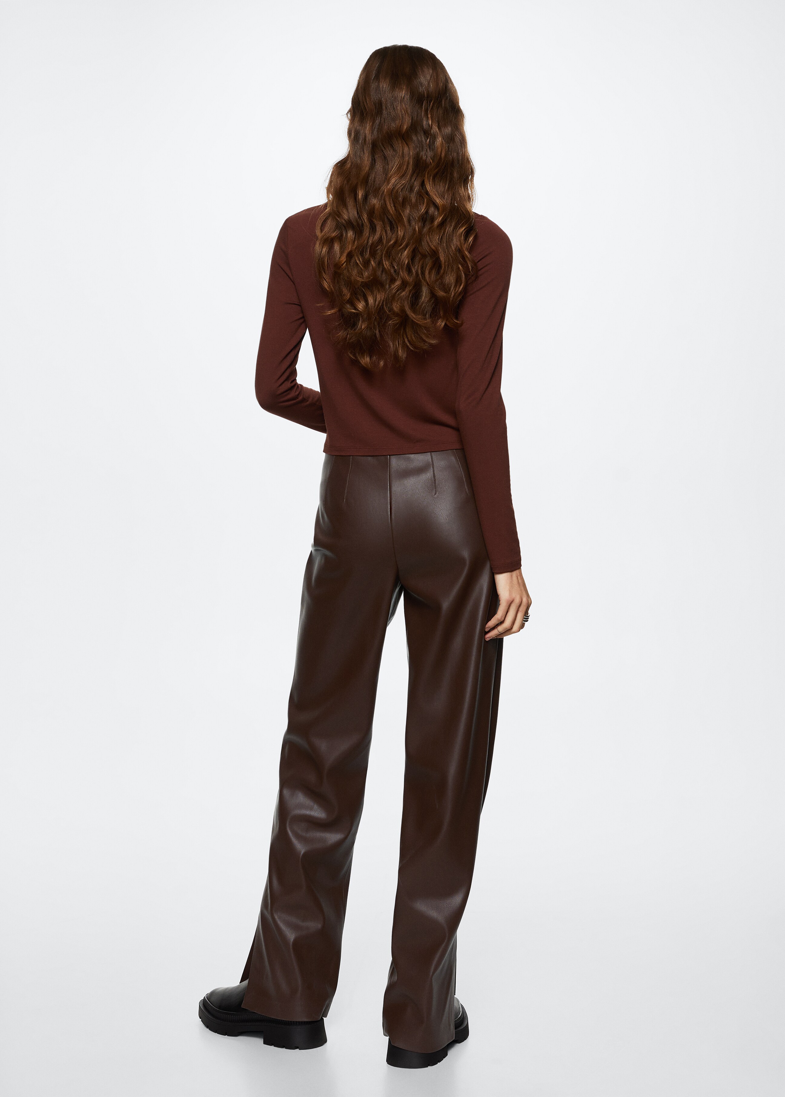 Leather-effect straight trousers - Reverse of the article