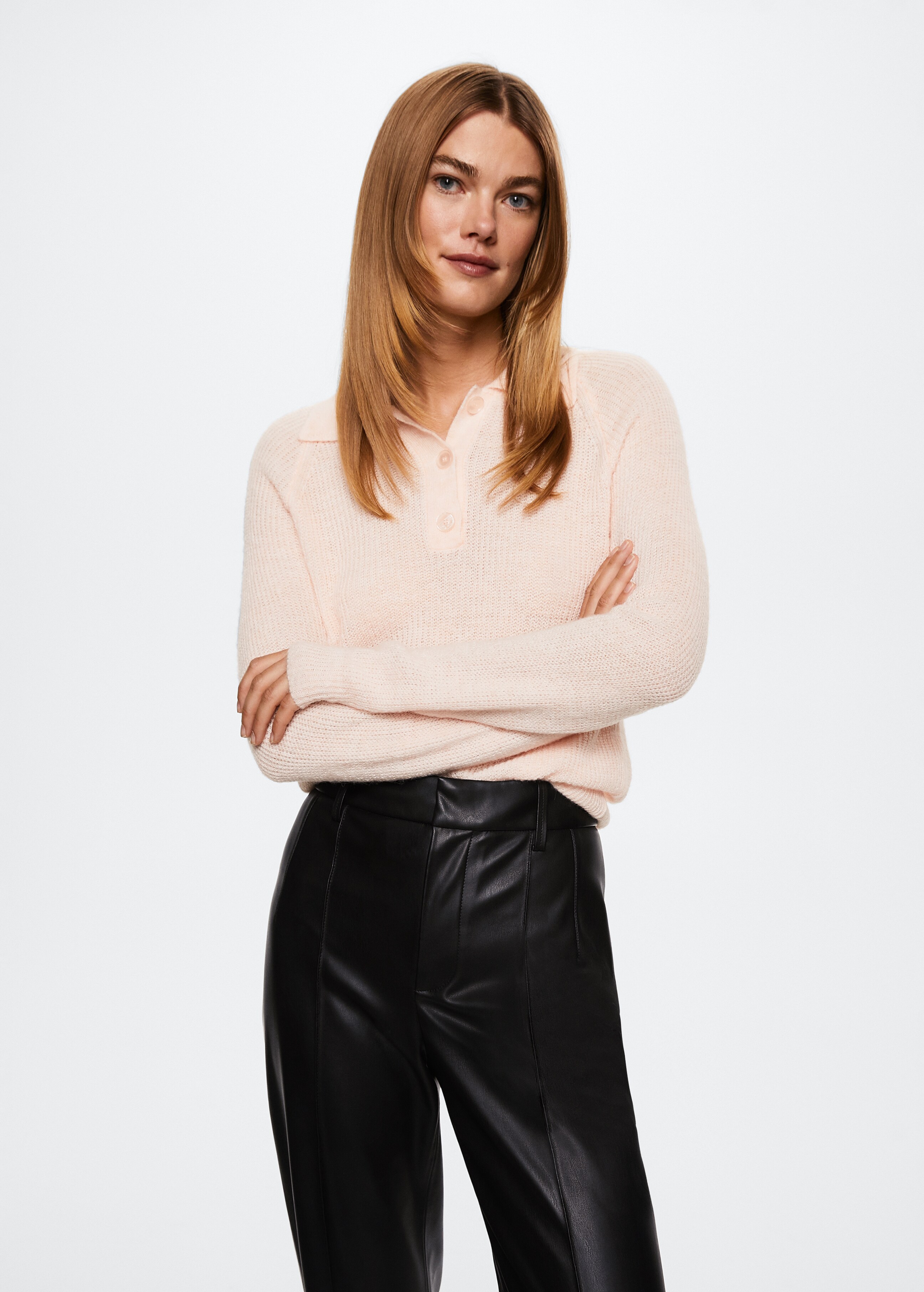 Leather-effect straight trousers - Details of the article 1