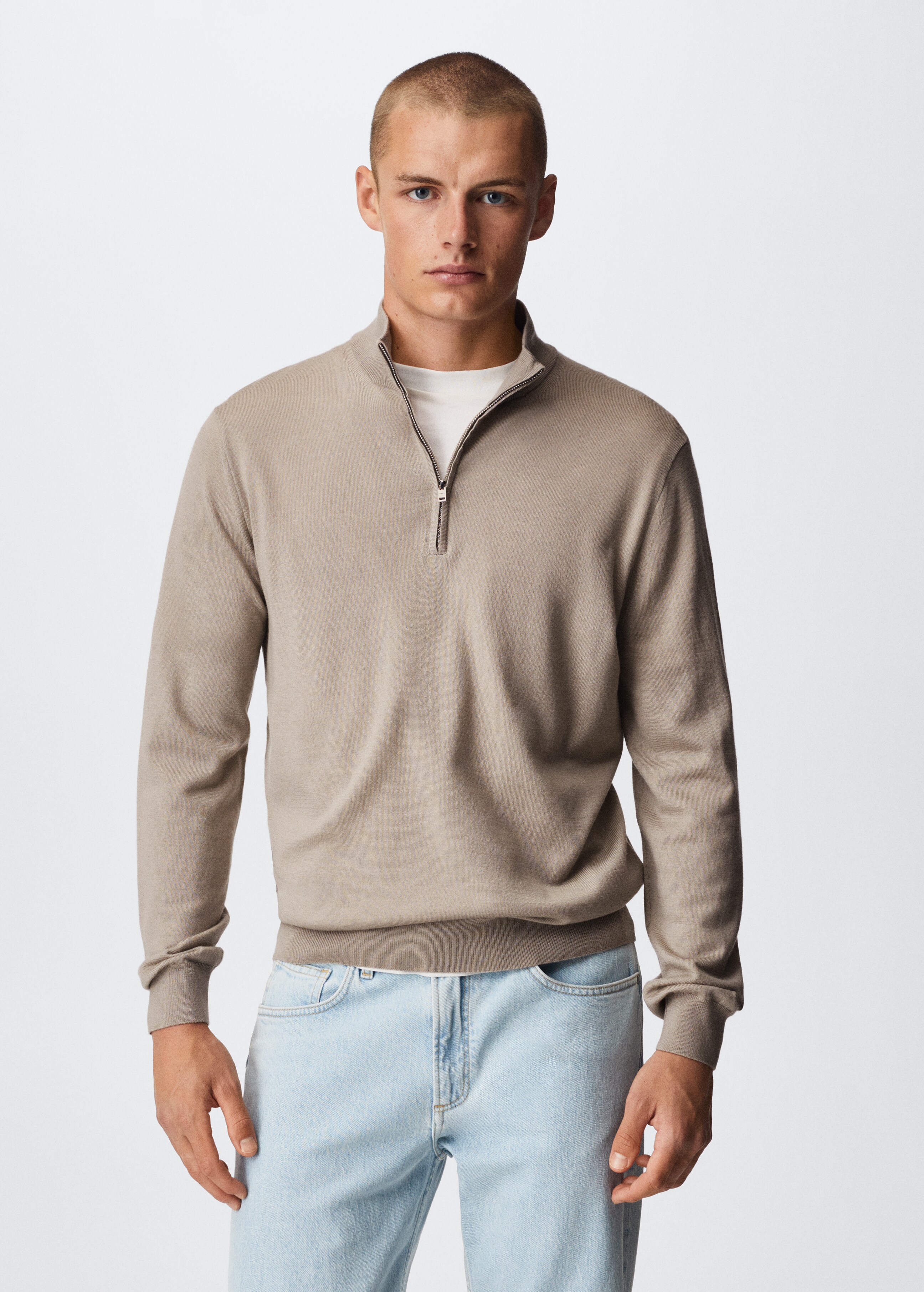 Wool zip neck jumper - Medium plane