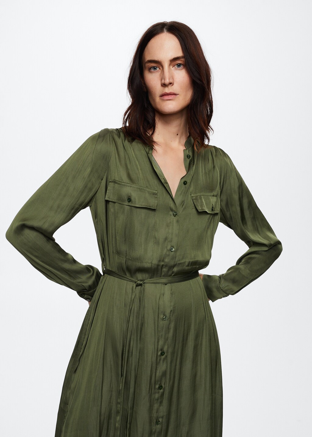 Satin shirt dress - Woman | MANGO OUTLET USA