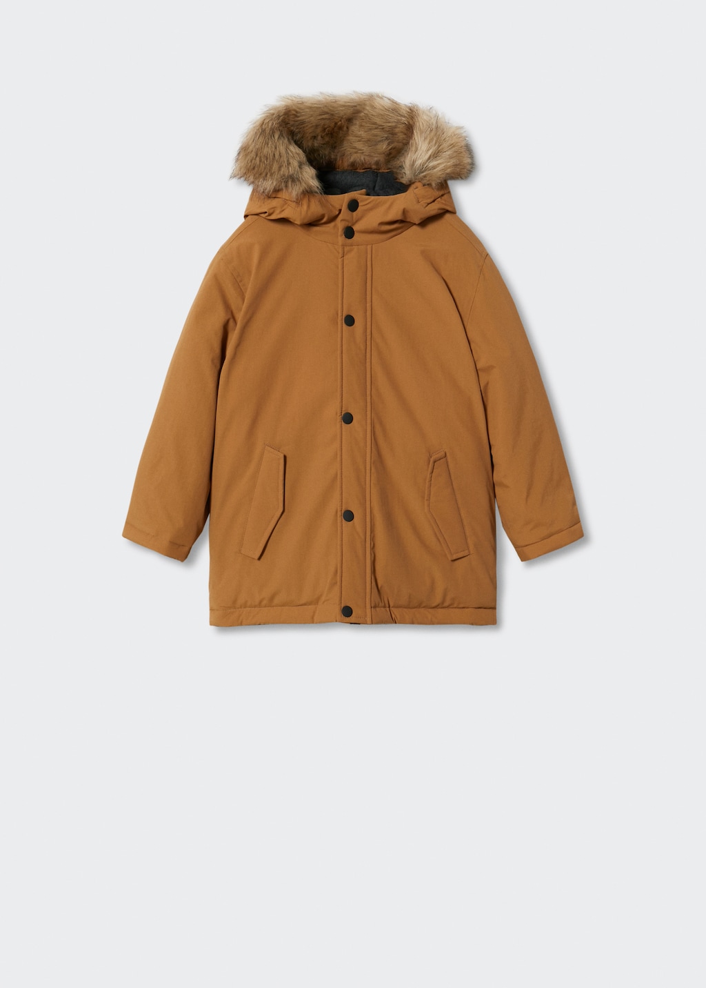 Anorak with detachable fur-effect hood  - Article without model