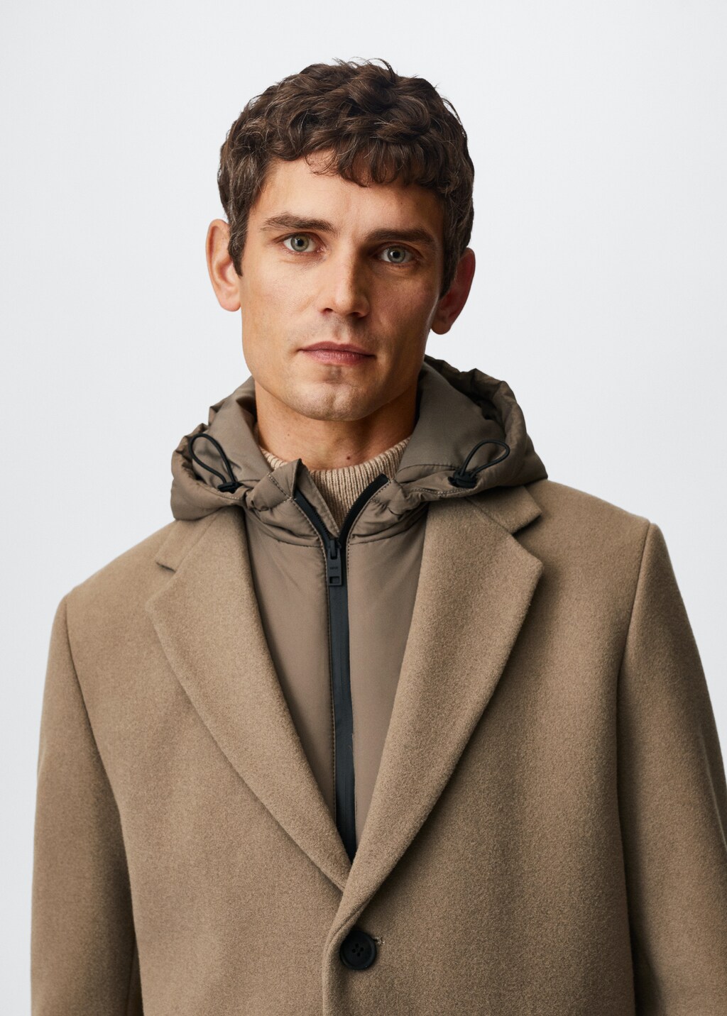 Recycled wool coat with hood - Details of the article 1