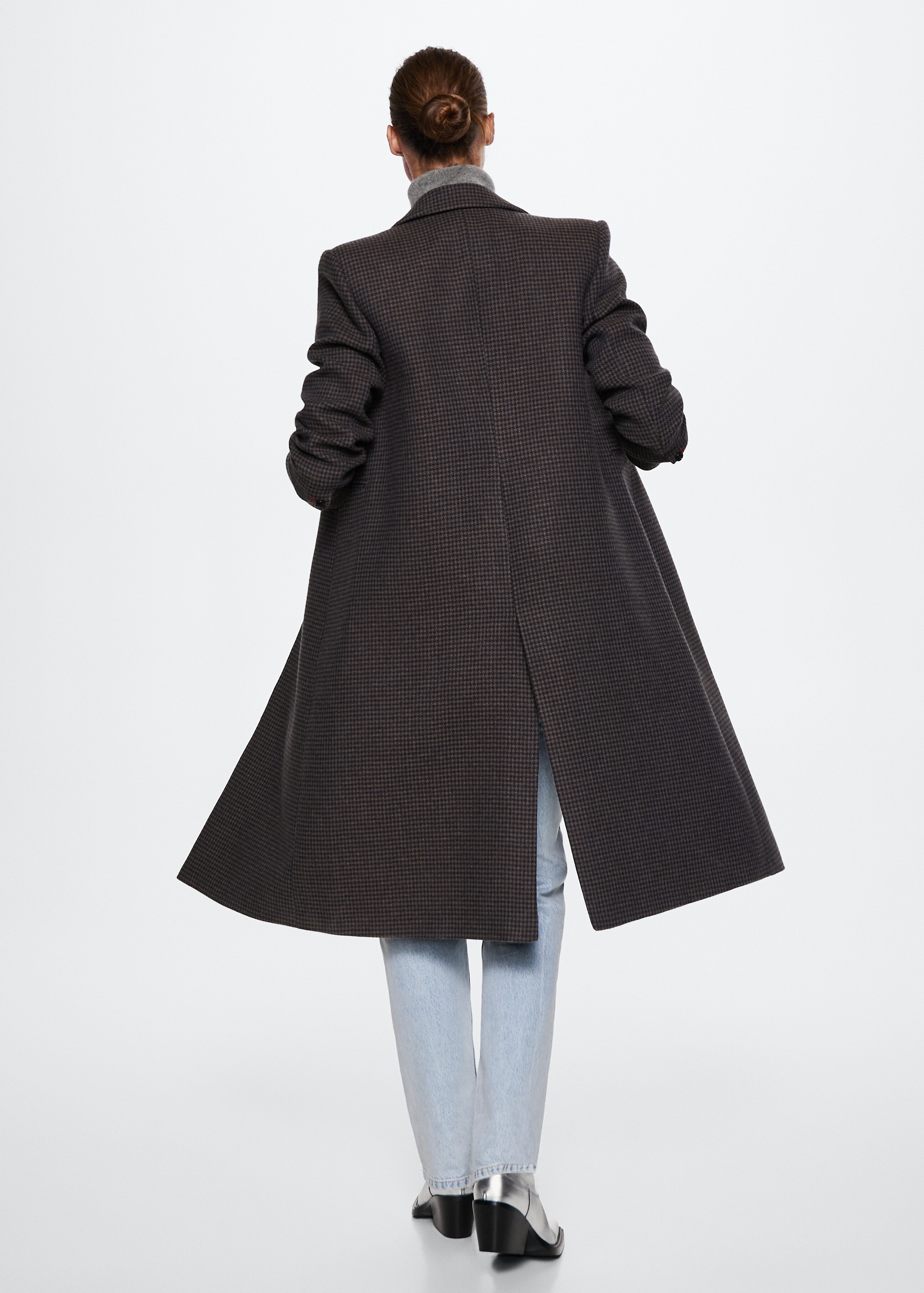 Vlněný kabát se vzorem kohoutí stopy - Zadní strana zboží