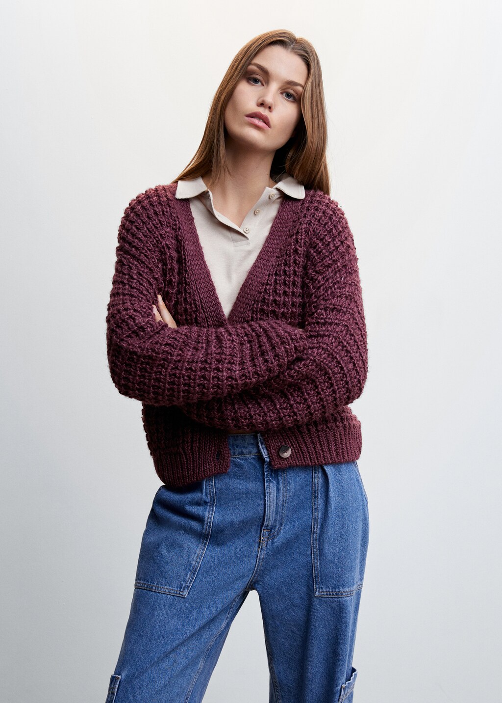 Oversized Cardigan mit Knöpfen - Mittlere Ansicht