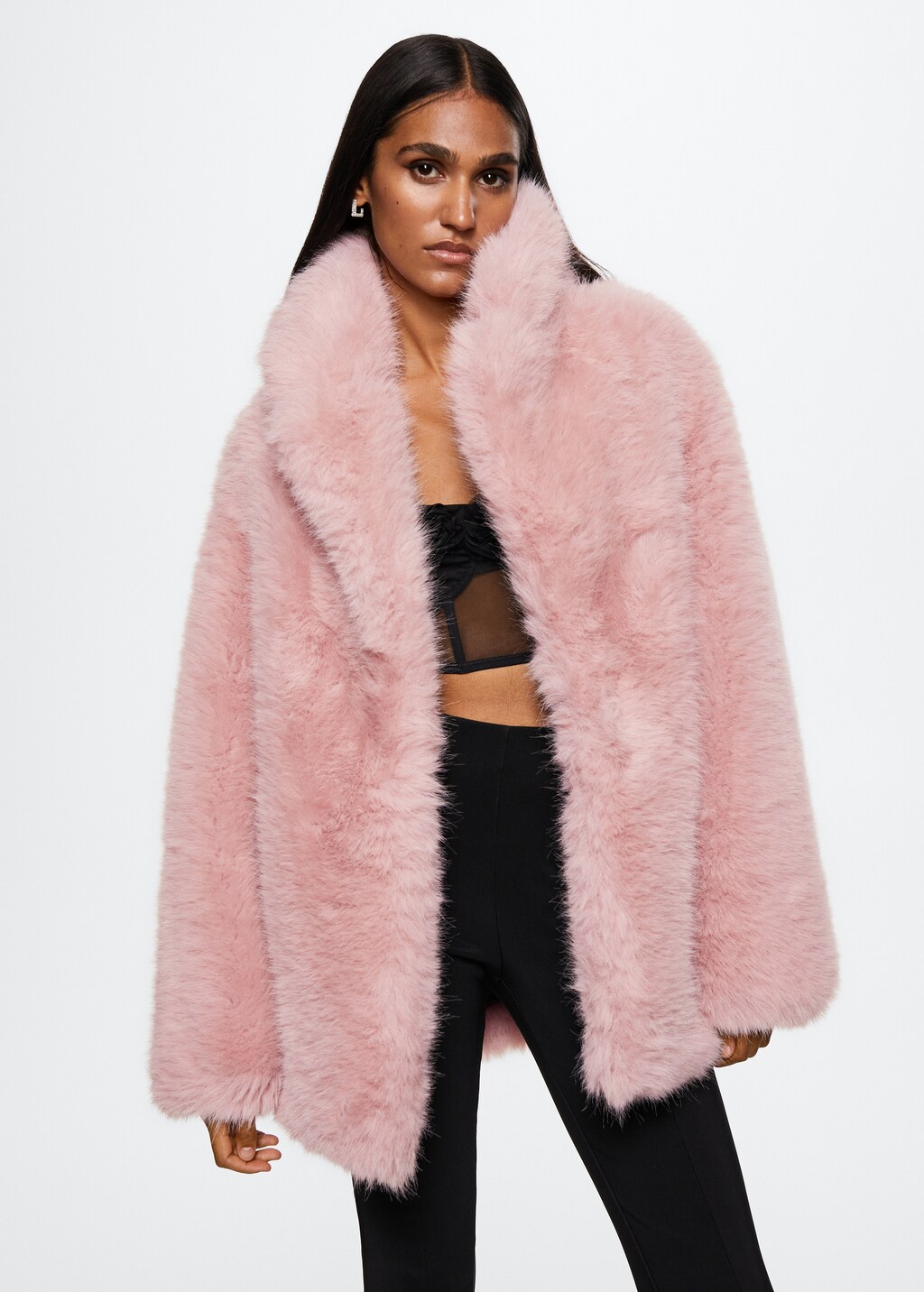 Oversized fur effect coat