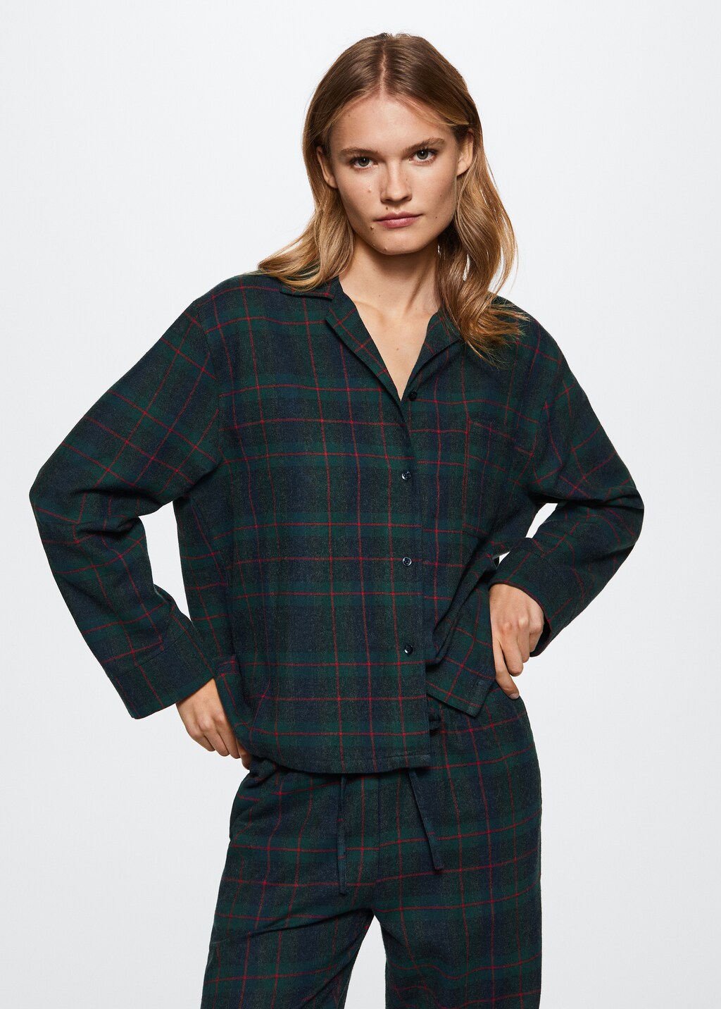 Check flannel pajama shirt - Medium plane