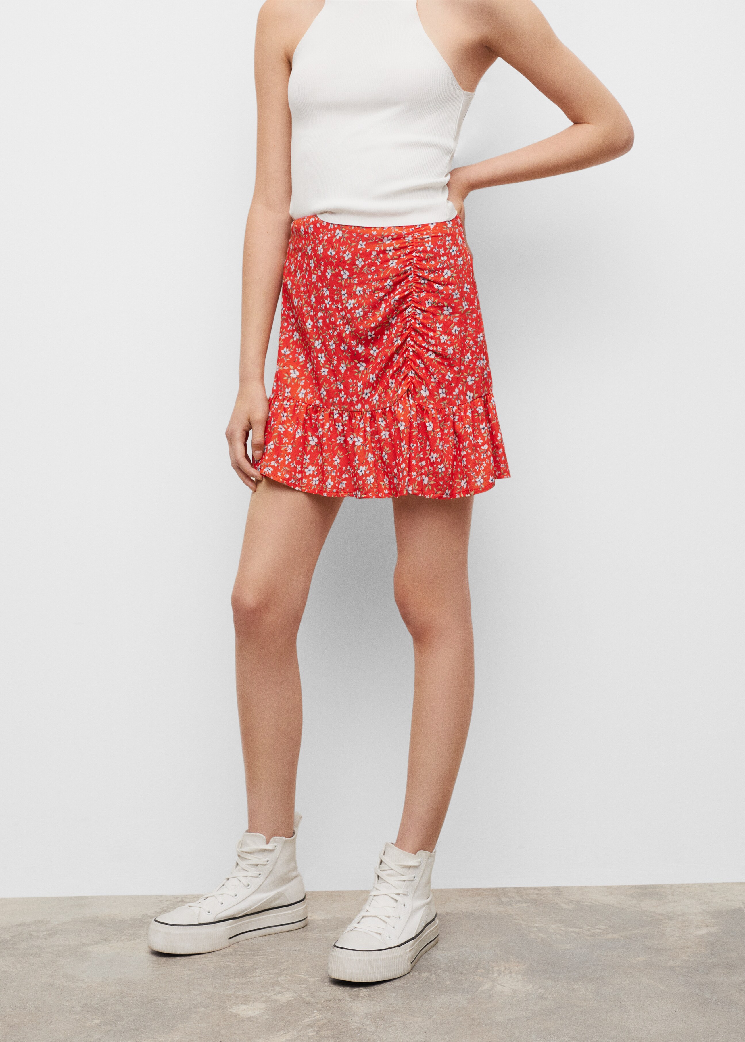 Ruffle flower print miniskirt - Details of the article 1