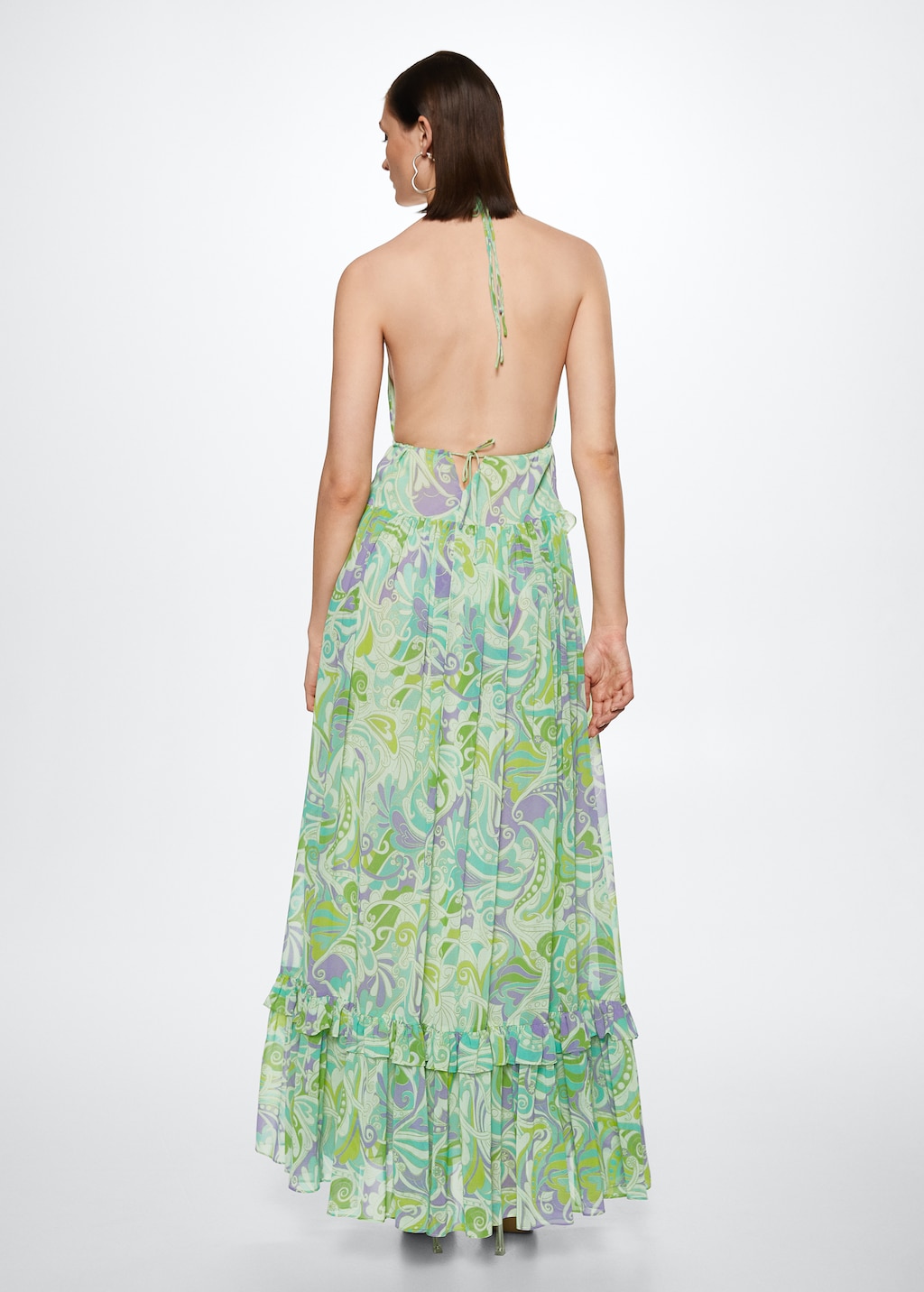 Open back printed dress Women MANGO OUTLET Greece