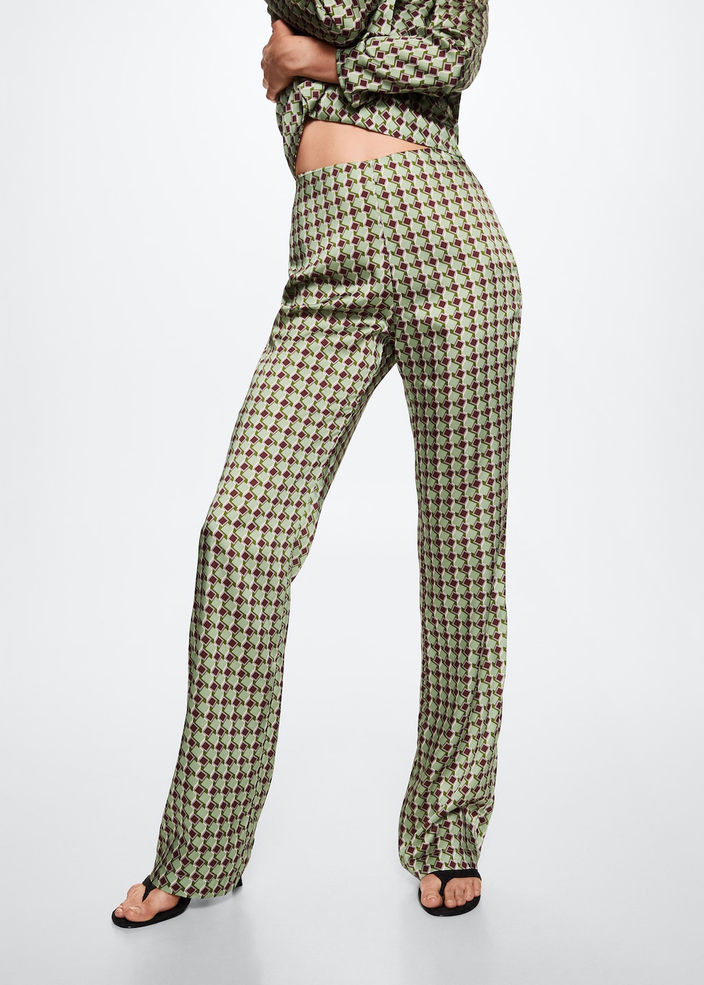 Satin printed trousers - Medium plane