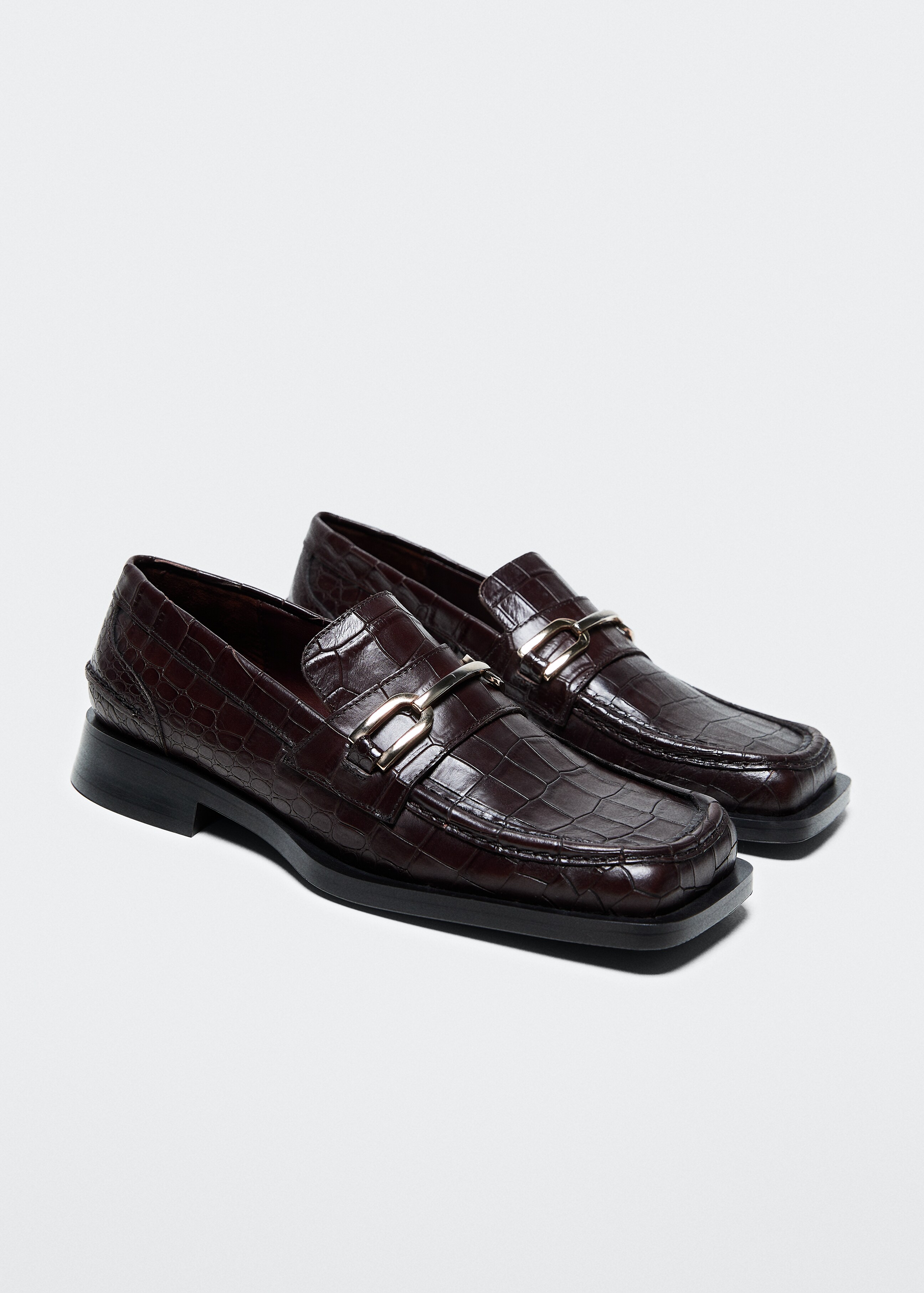 Square-toe leather loafers