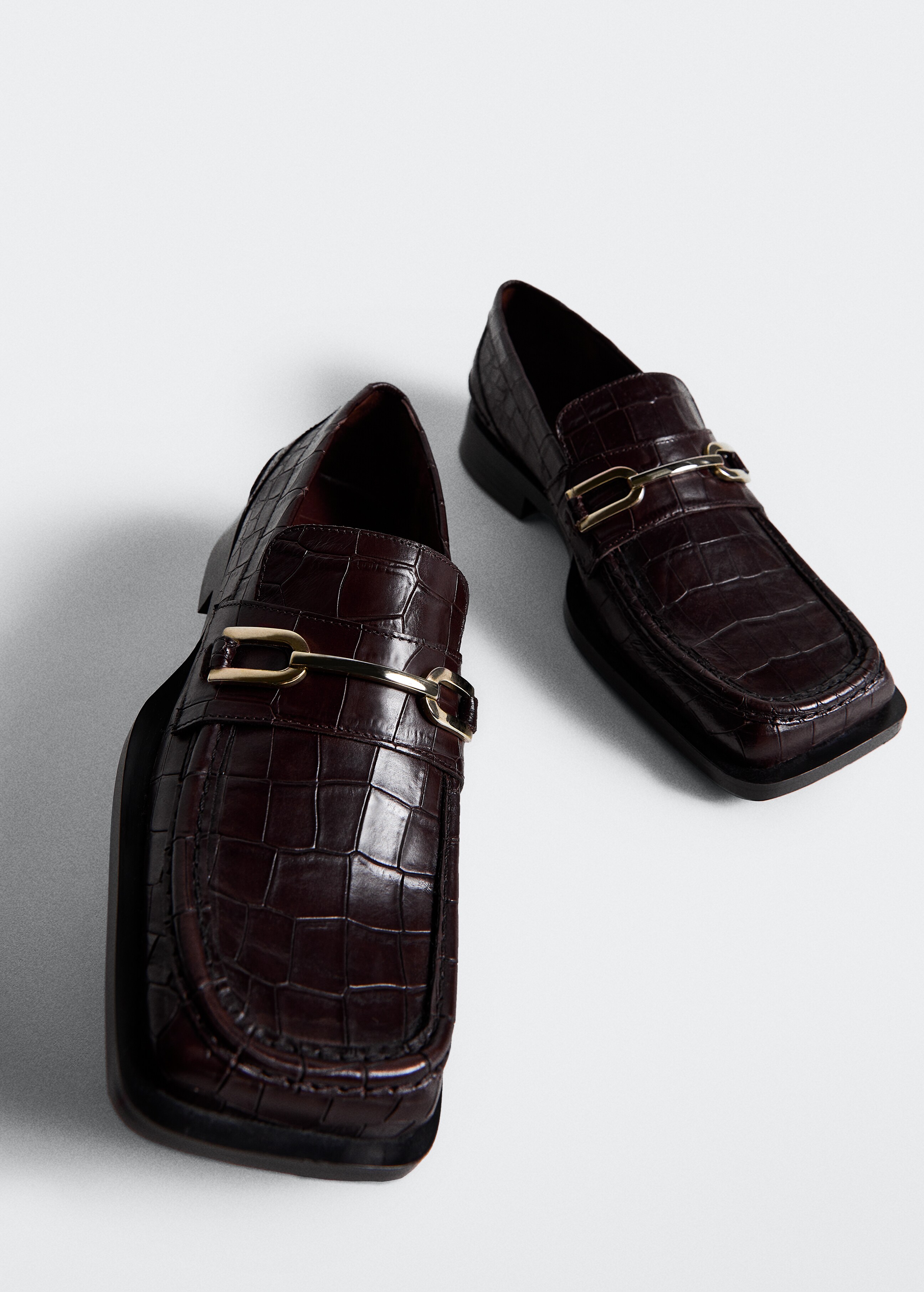 Square-toe leather loafers
