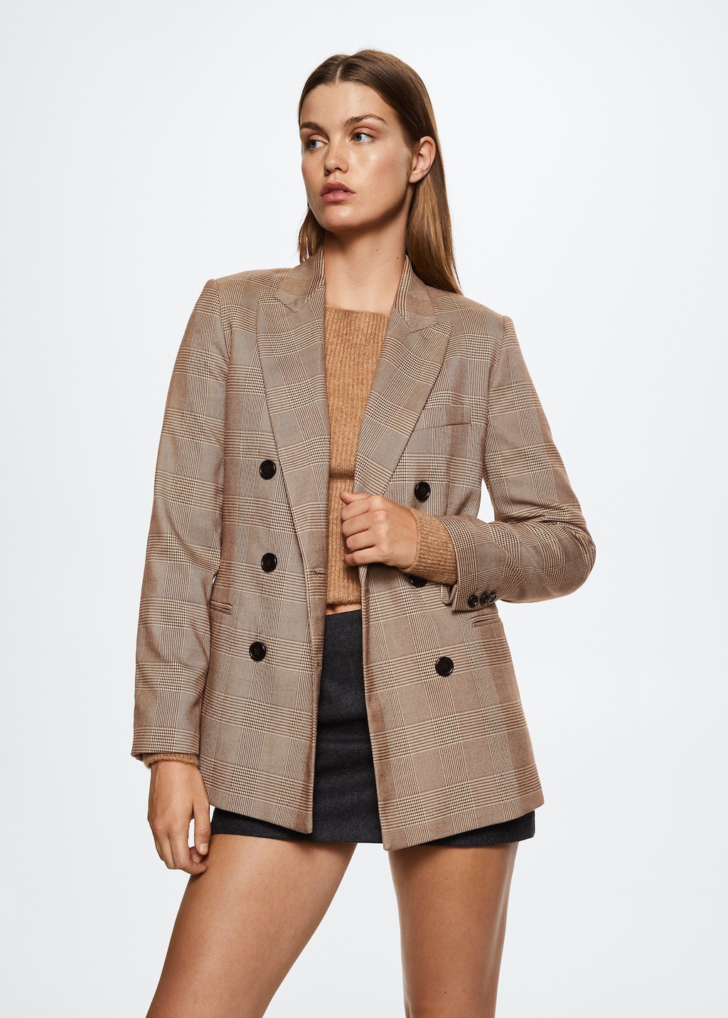 Double-breasted check blazer - Medium plane