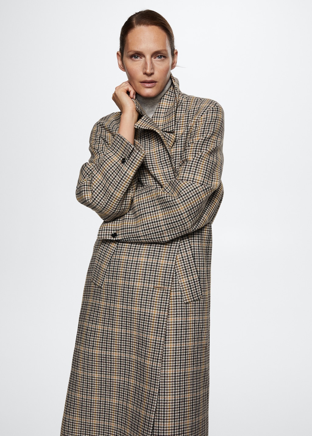 Houndstooth wool-blend coat - Medium plane