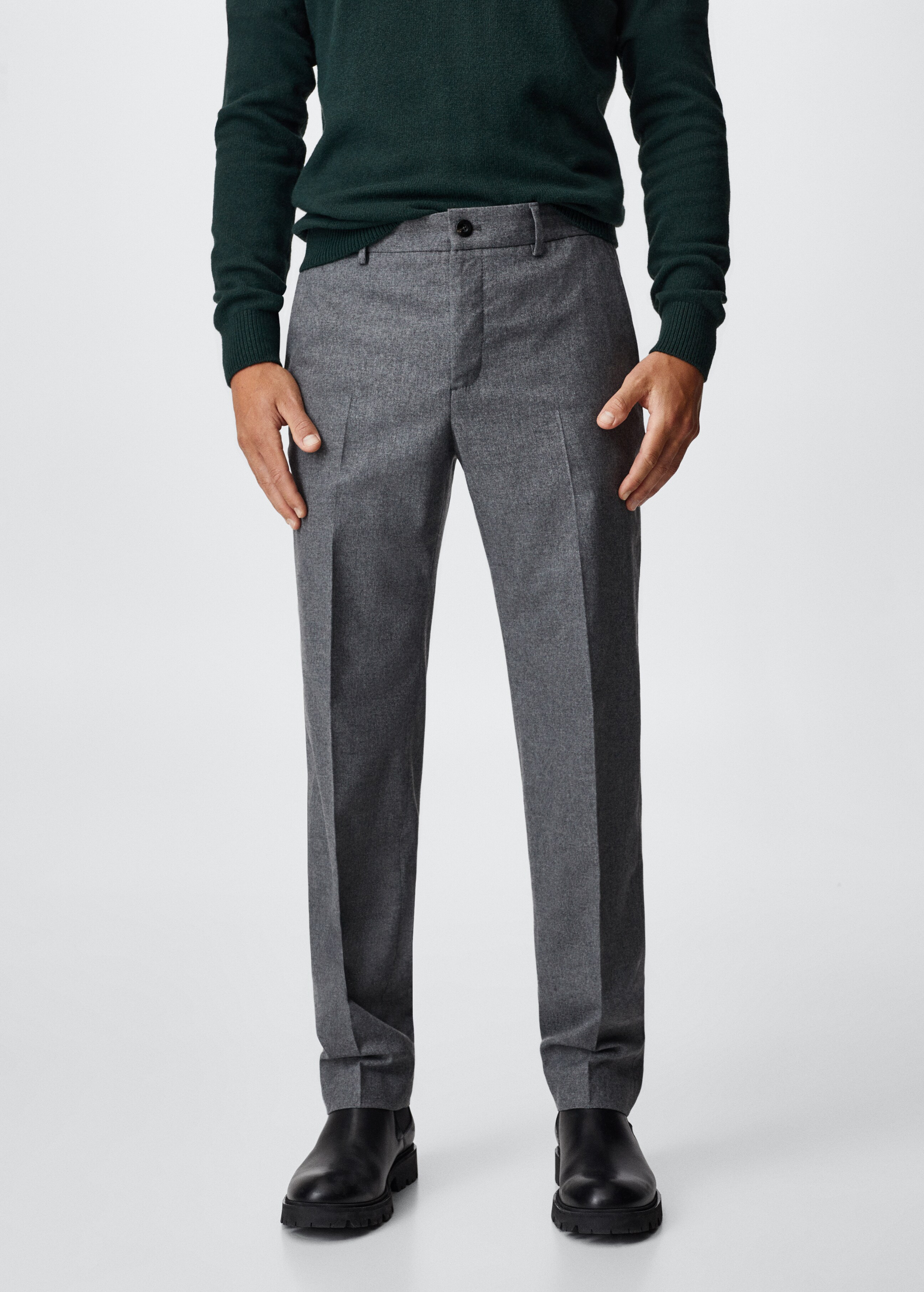 Slim fit wool suit trousers - Medium plane