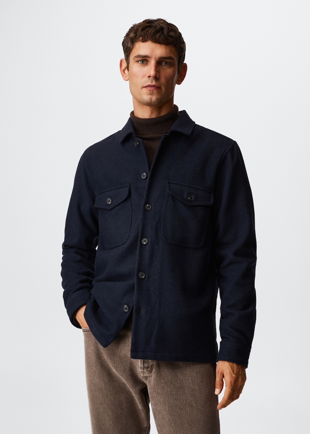 Textured overshirt with pockets - Medium plane